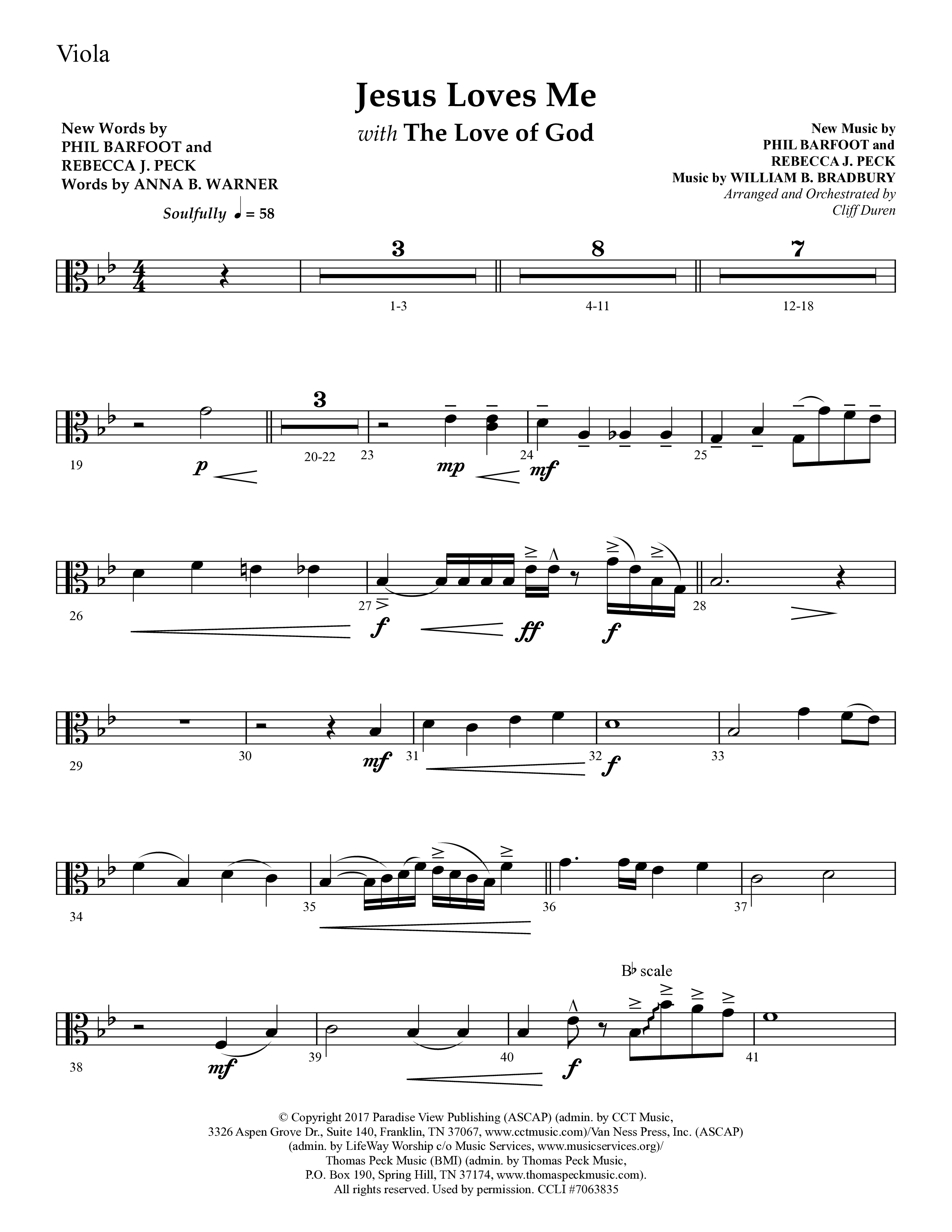 Jesus Loves Me with The Love Of God (Choral Anthem SATB) Viola (Lifeway Choral / Arr. Cliff Duren)