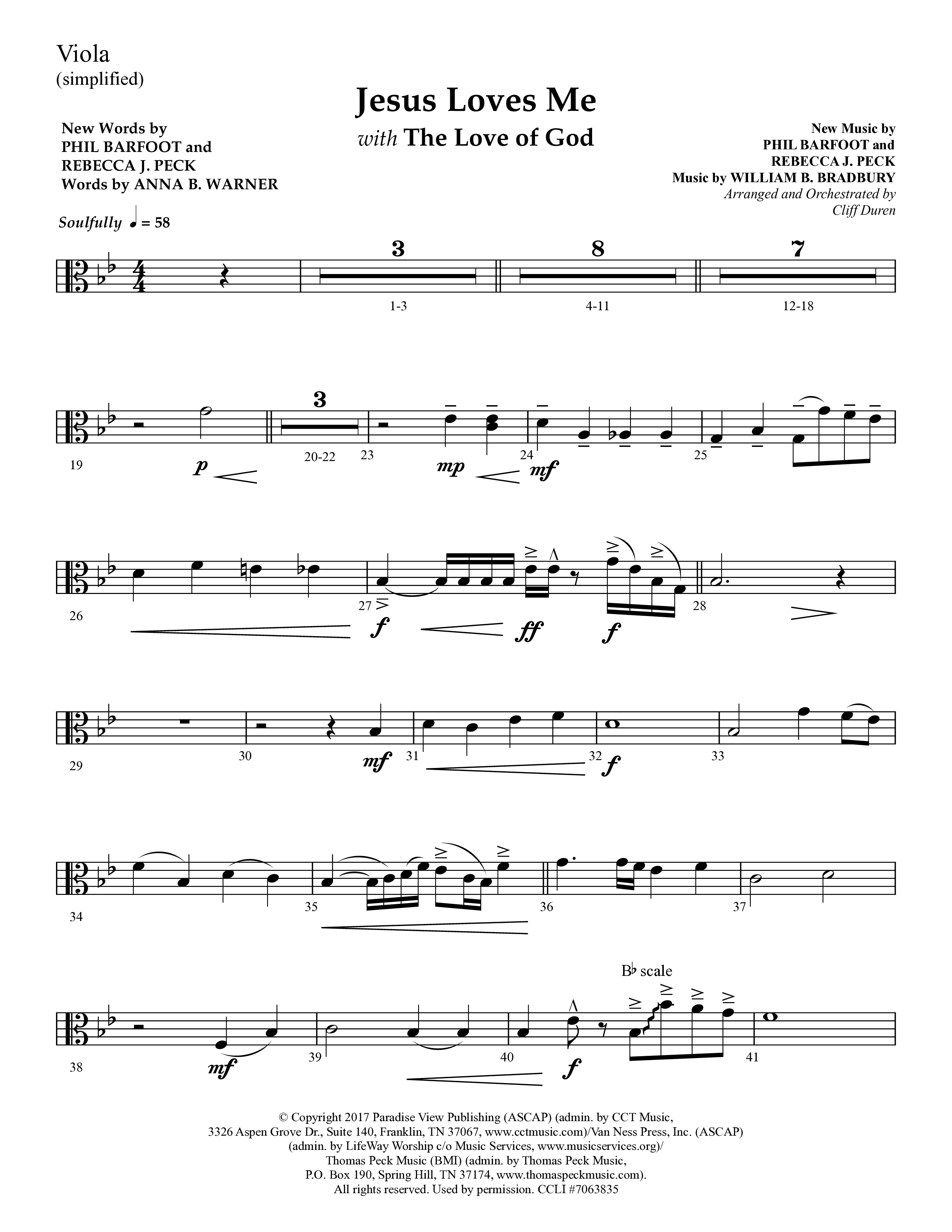 Jesus Loves Me with The Love Of God (Choral Anthem SATB) Viola (Lifeway Choral / Arr. Cliff Duren)