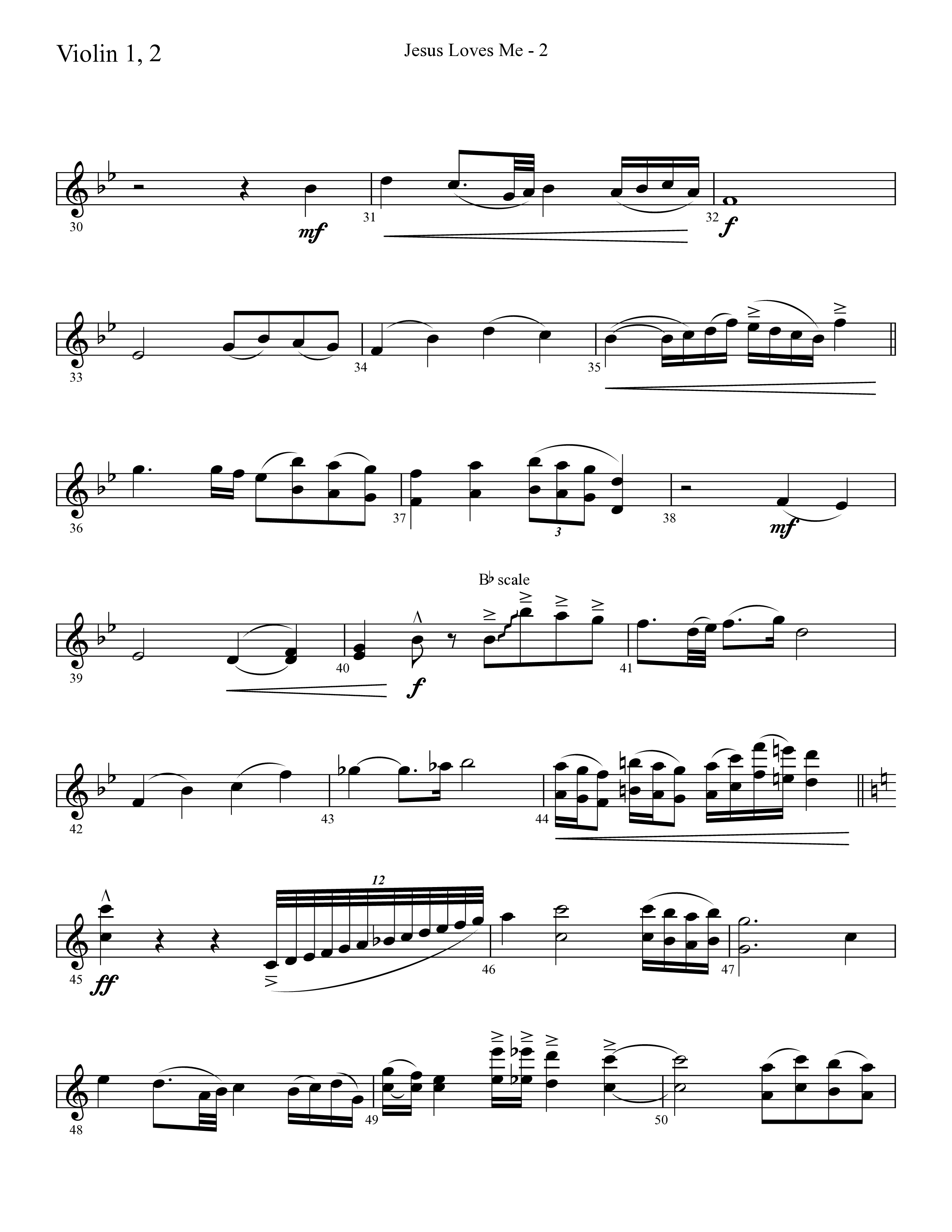 Jesus Loves Me with The Love Of God (Choral Anthem SATB) Violin 1/2 (Lifeway Choral / Arr. Cliff Duren)