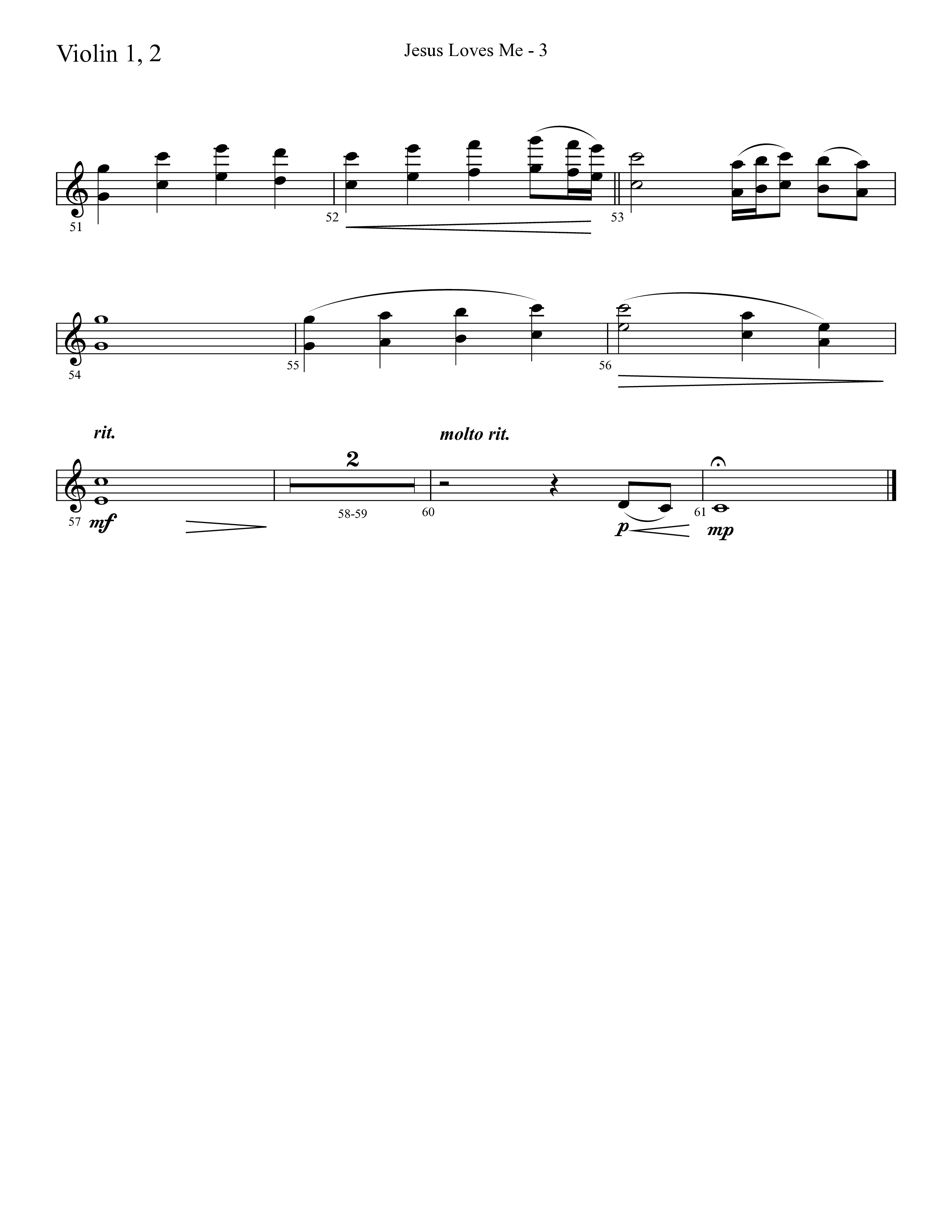 Jesus Loves Me with The Love Of God (Choral Anthem SATB) Violin 1/2 (Lifeway Choral / Arr. Cliff Duren)