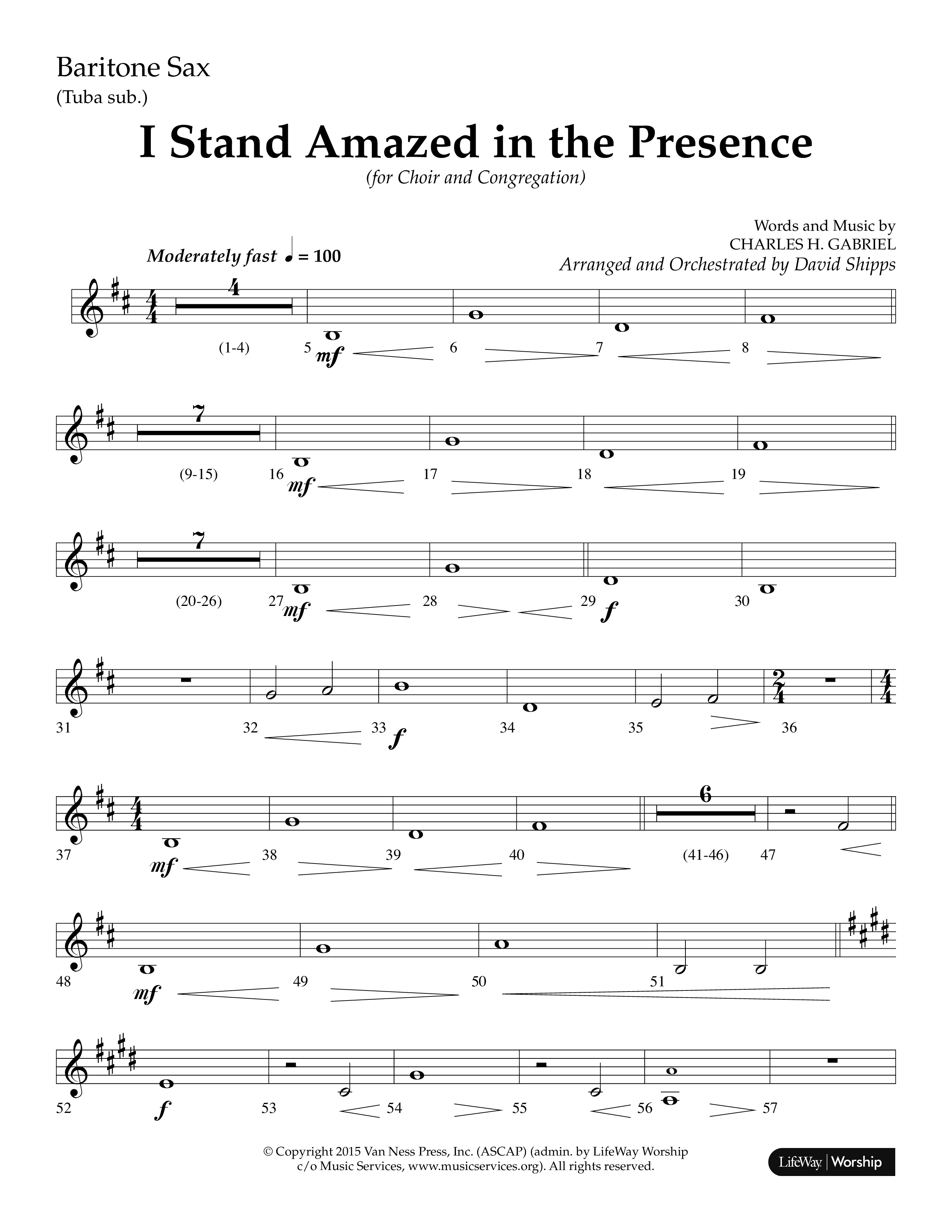 I Stand Amazed in the Presence (Choral Anthem SATB) Bari Sax (Lifeway Choral / Arr. David Shipps)