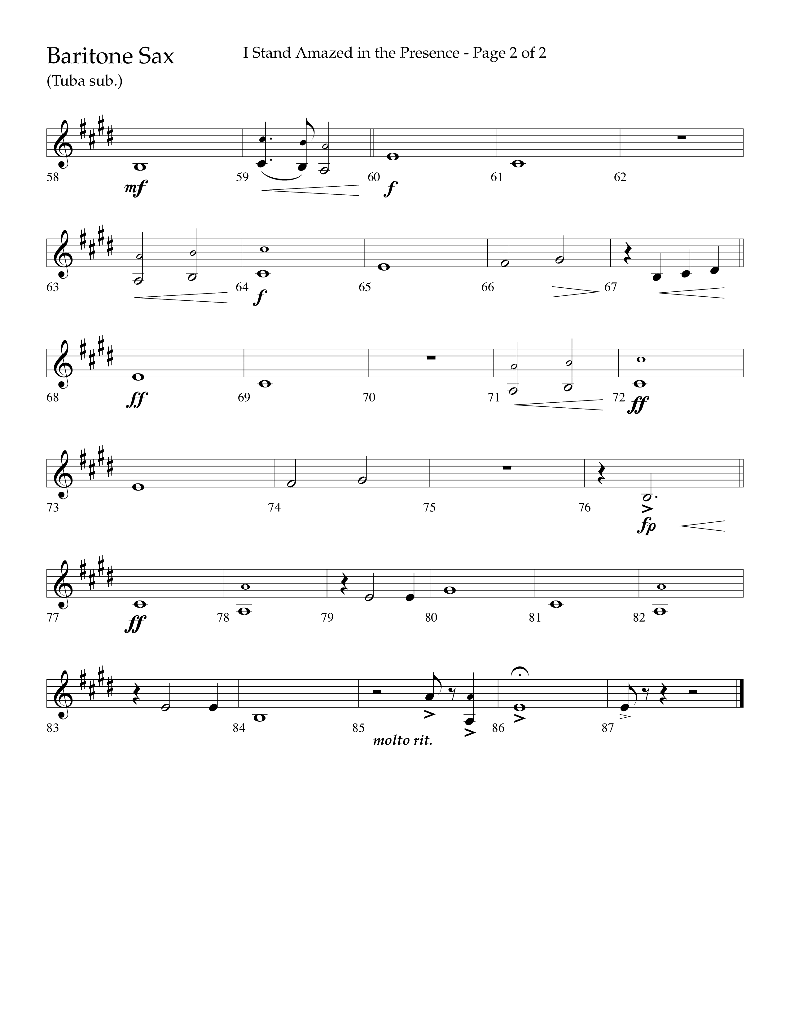 I Stand Amazed in the Presence (Choral Anthem SATB) Bari Sax (Lifeway Choral / Arr. David Shipps)