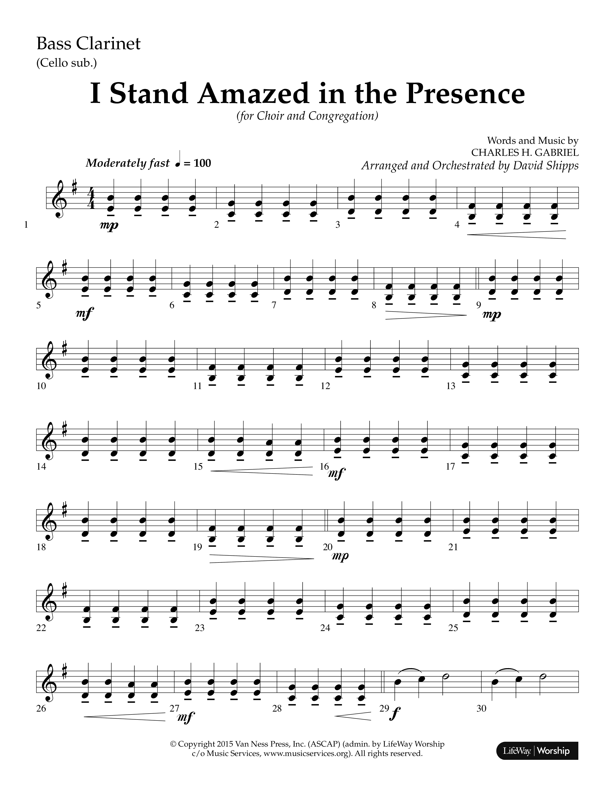 I Stand Amazed in the Presence (Choral Anthem SATB) Bass Clarinet (Lifeway Choral / Arr. David Shipps)