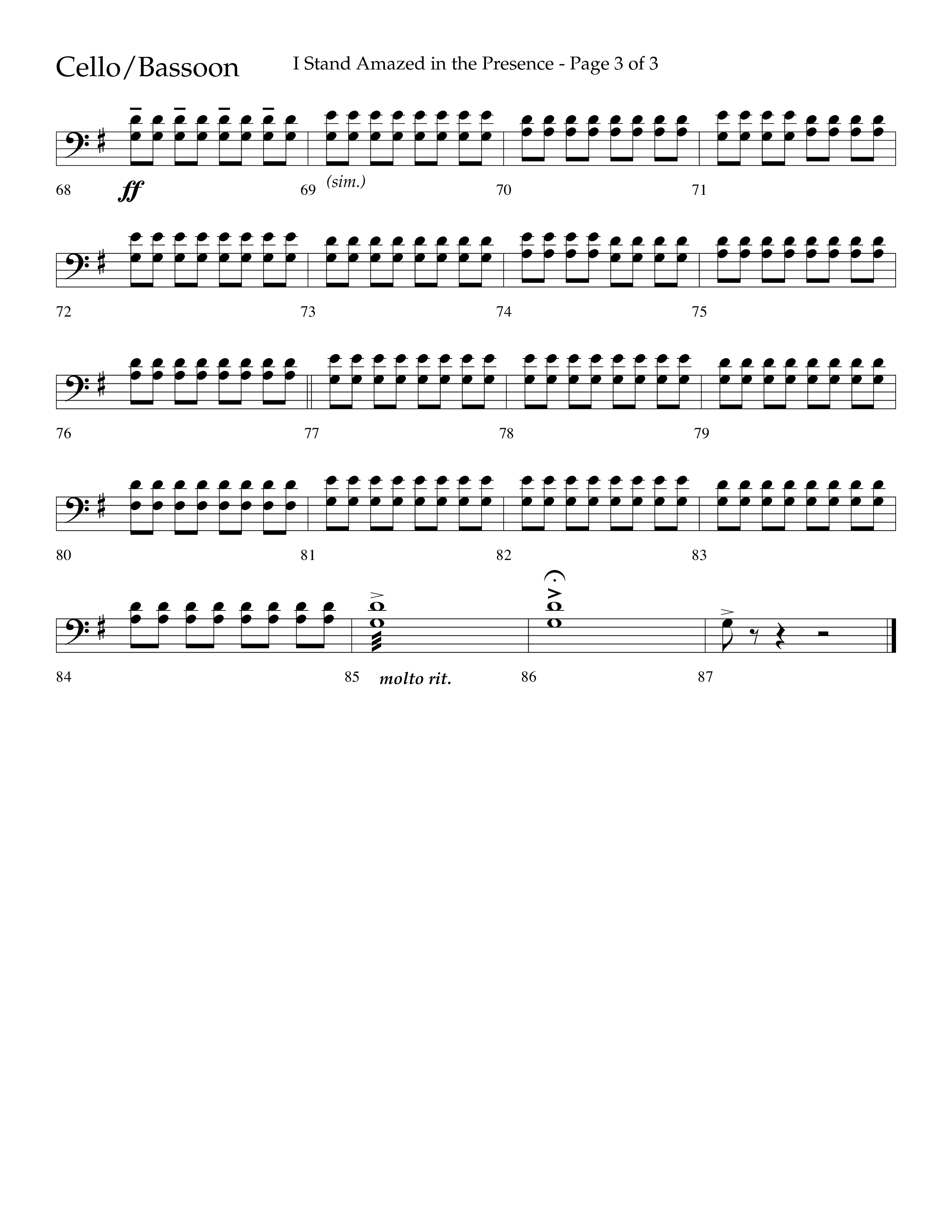 I Stand Amazed in the Presence (Choral Anthem SATB) Cello (Lifeway Choral / Arr. David Shipps)