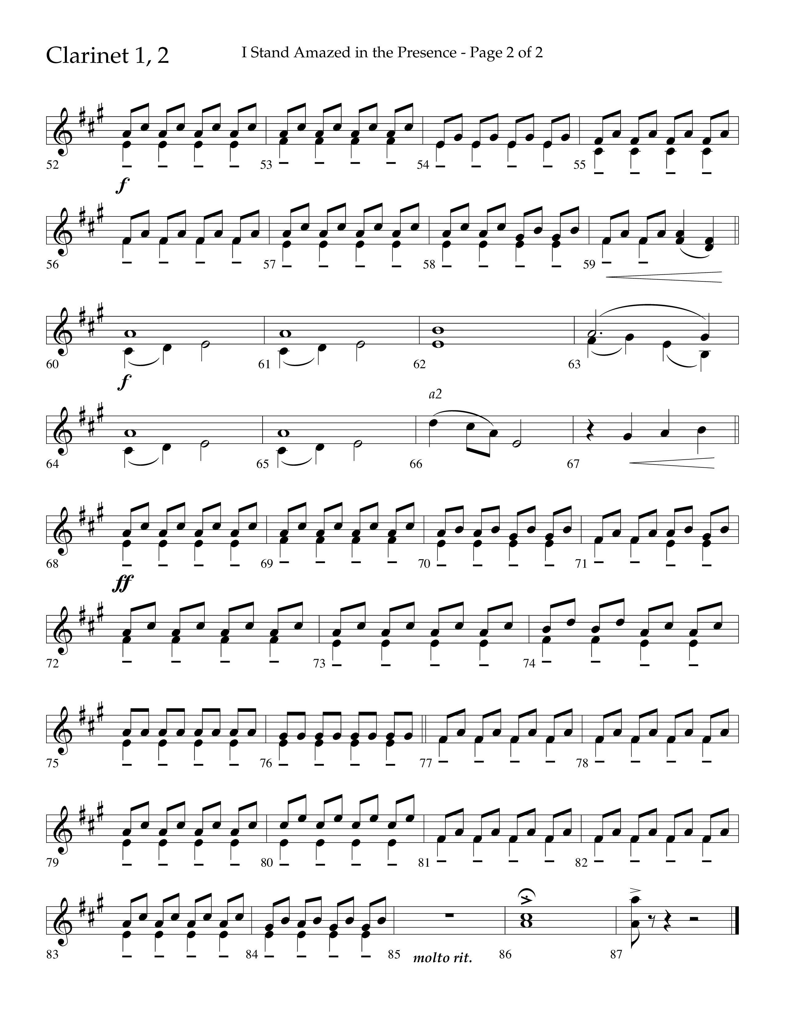 I Stand Amazed in the Presence (Choral Anthem SATB) Clarinet 1/2 (Lifeway Choral / Arr. David Shipps)