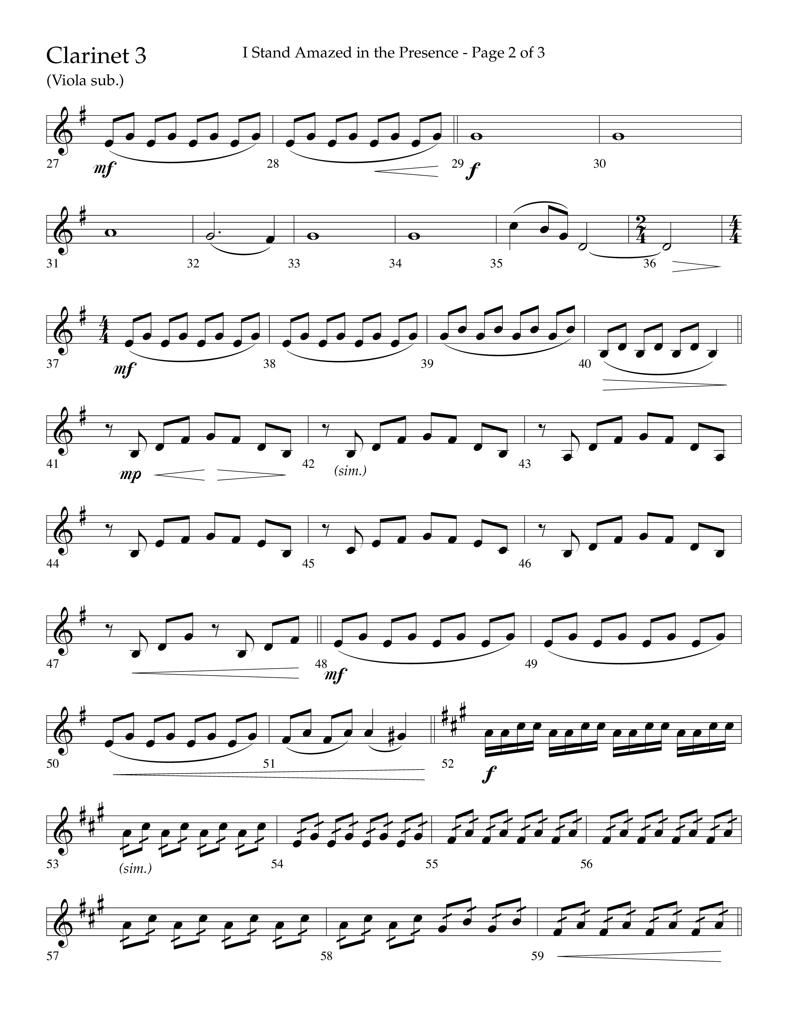 I Stand Amazed in the Presence (Choral Anthem SATB) Clarinet 3 (Lifeway Choral / Arr. David Shipps)