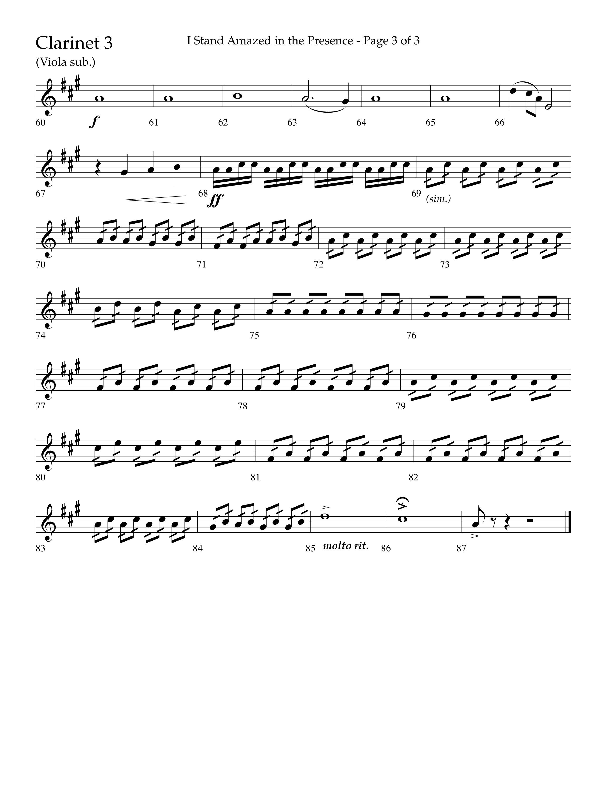 I Stand Amazed in the Presence (Choral Anthem SATB) Clarinet 3 (Lifeway Choral / Arr. David Shipps)