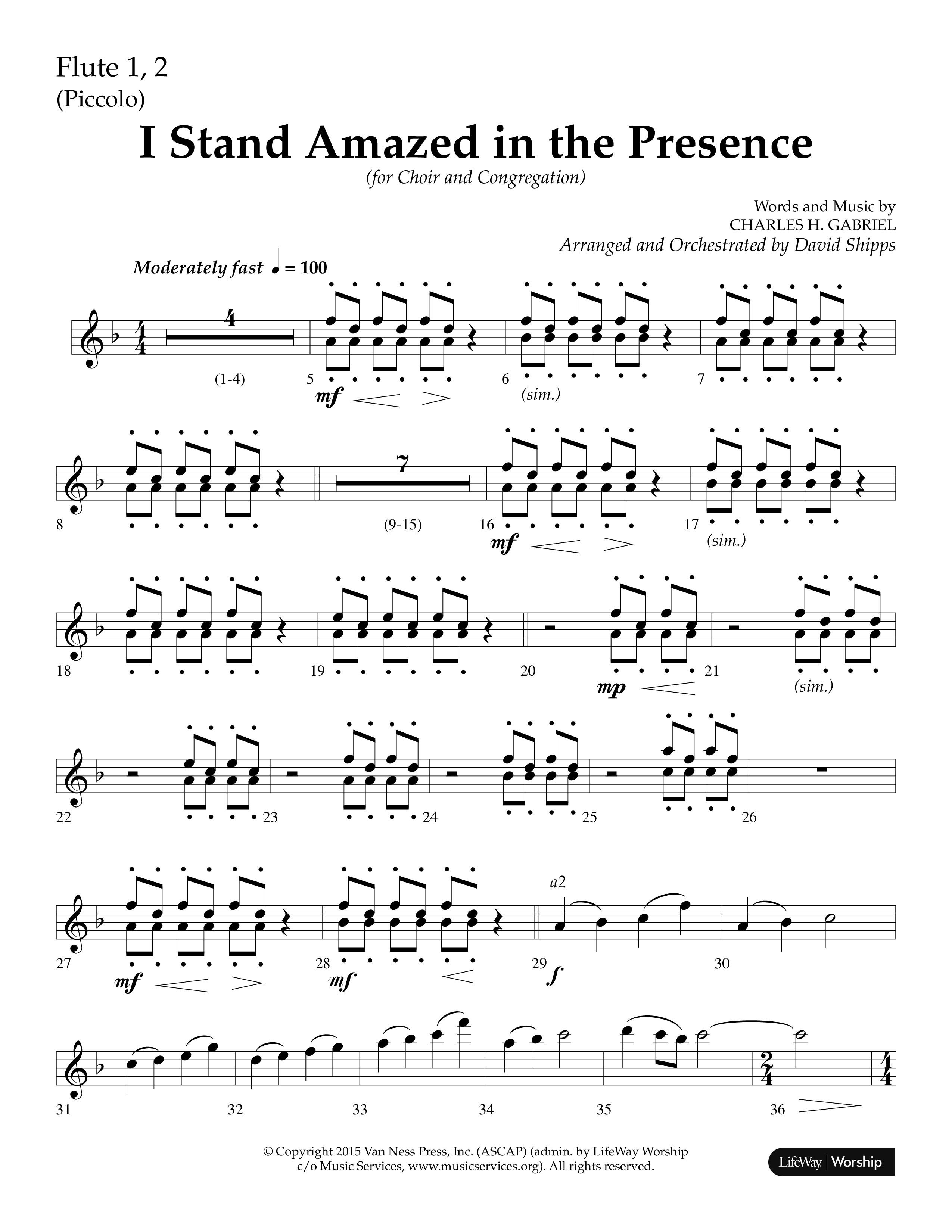 I Stand Amazed in the Presence (Choral Anthem SATB) Flute 1/2 (Lifeway Choral / Arr. David Shipps)