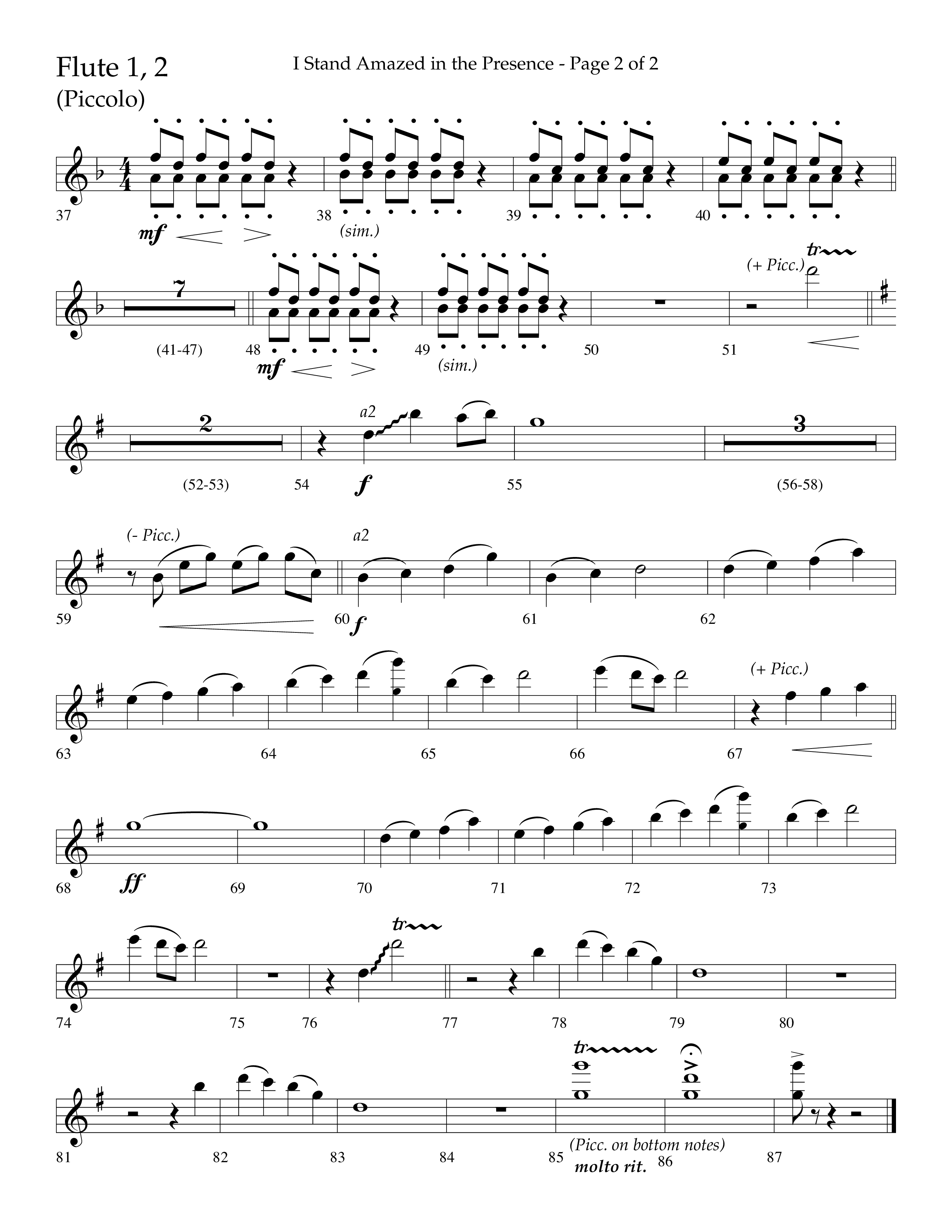 I Stand Amazed in the Presence (Choral Anthem SATB) Flute 1/2 (Lifeway Choral / Arr. David Shipps)