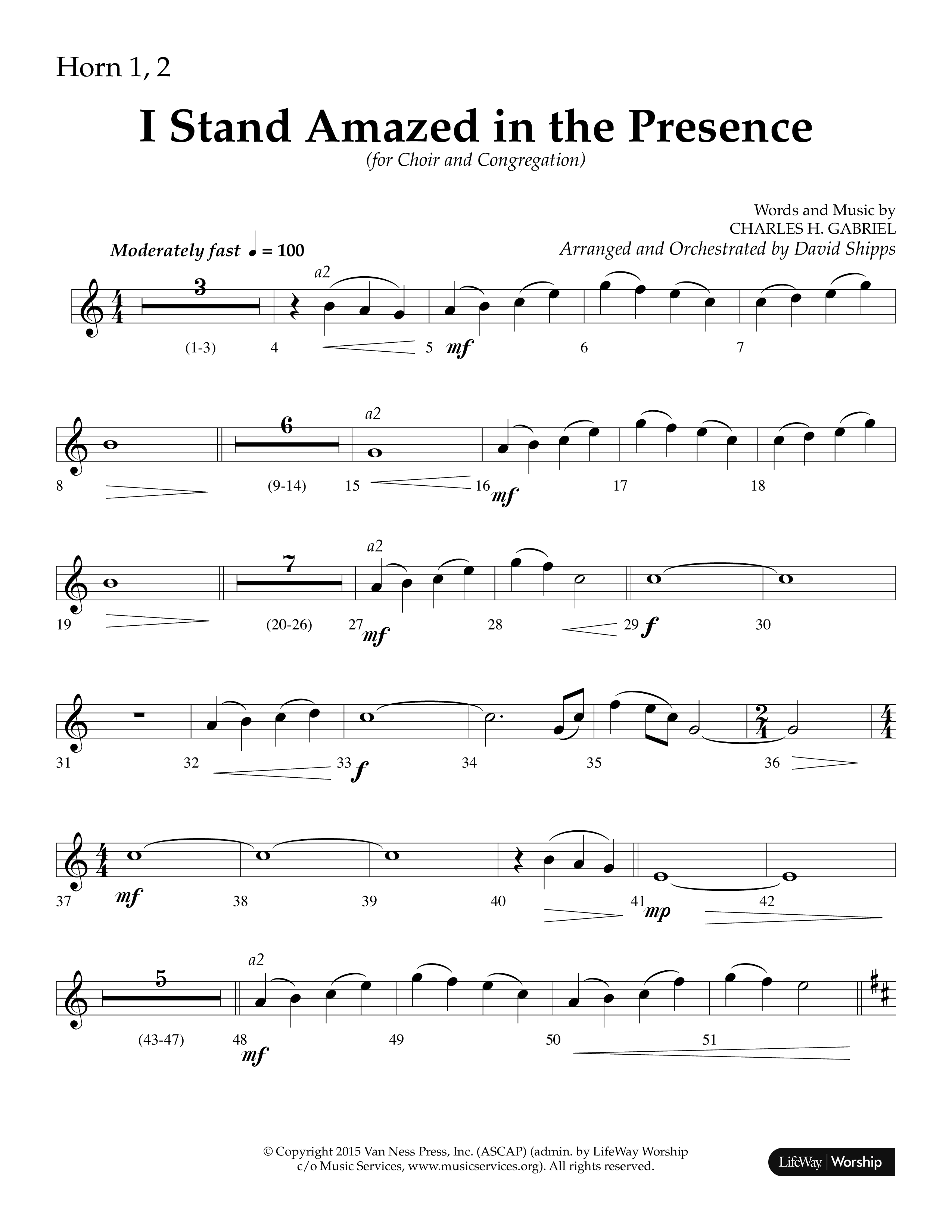 I Stand Amazed in the Presence (Choral Anthem SATB) French Horn 1/2 (Lifeway Choral / Arr. David Shipps)