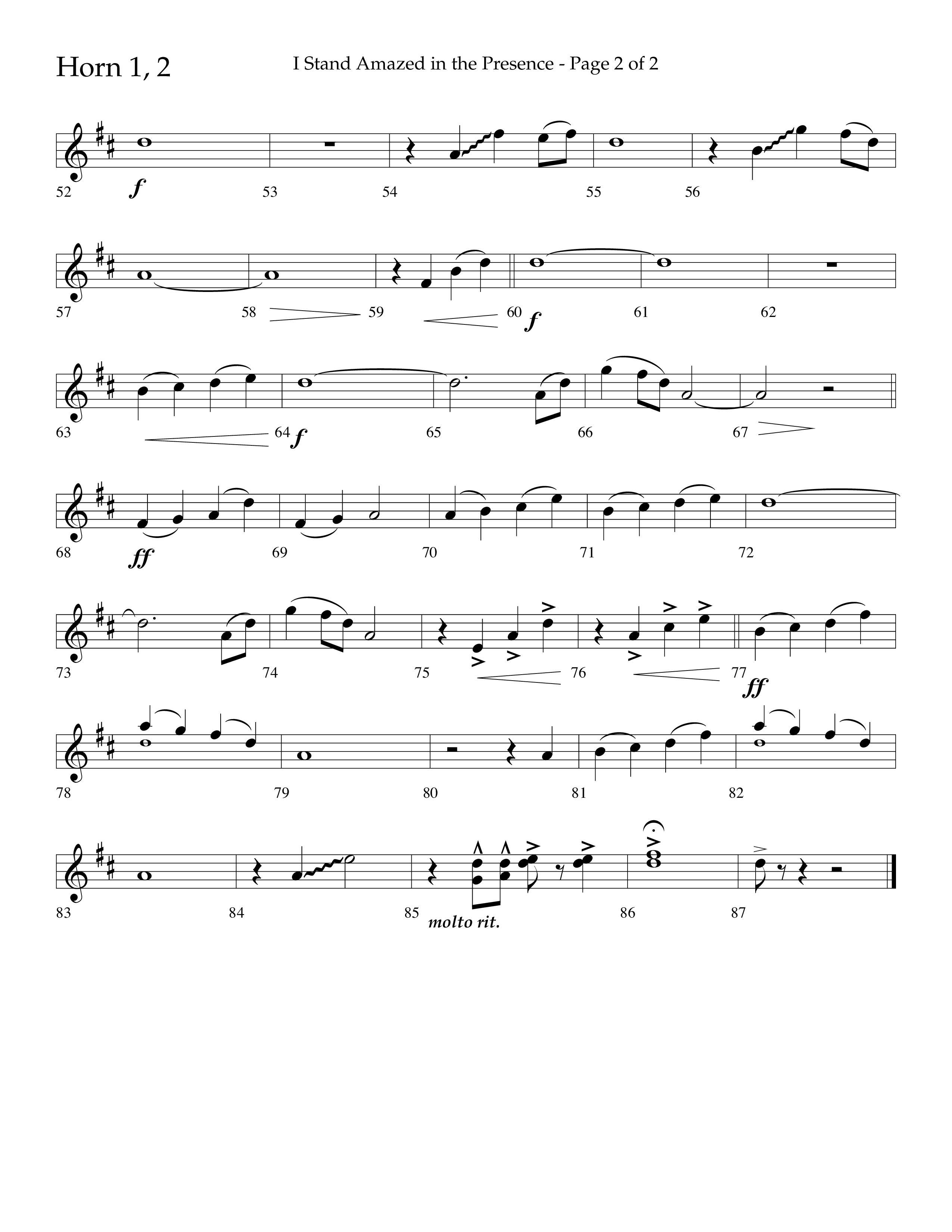 I Stand Amazed in the Presence (Choral Anthem SATB) French Horn 1/2 (Lifeway Choral / Arr. David Shipps)
