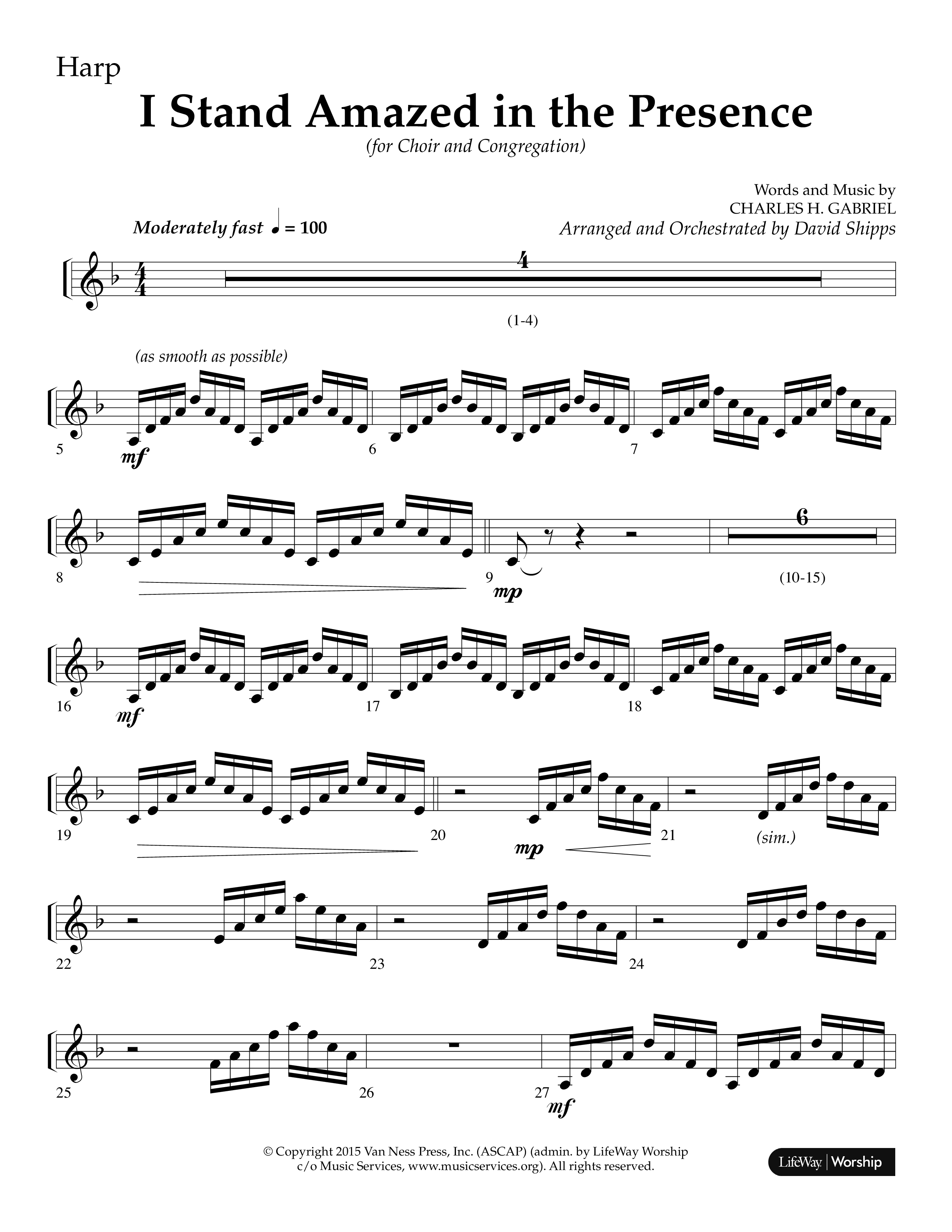 I Stand Amazed in the Presence (Choral Anthem SATB) Harp (Lifeway Choral / Arr. David Shipps)