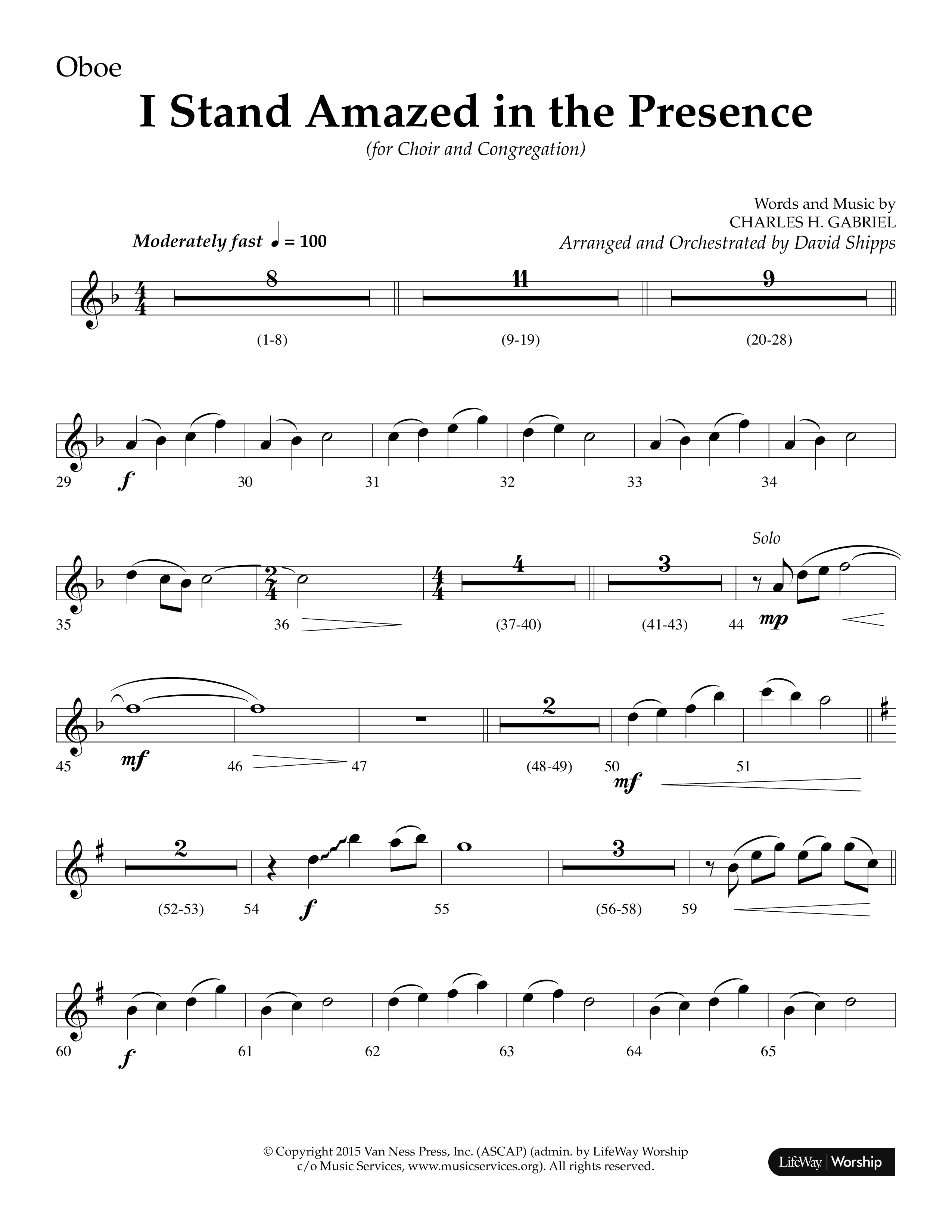 I Stand Amazed in the Presence (Choral Anthem SATB) Oboe (Lifeway Choral / Arr. David Shipps)