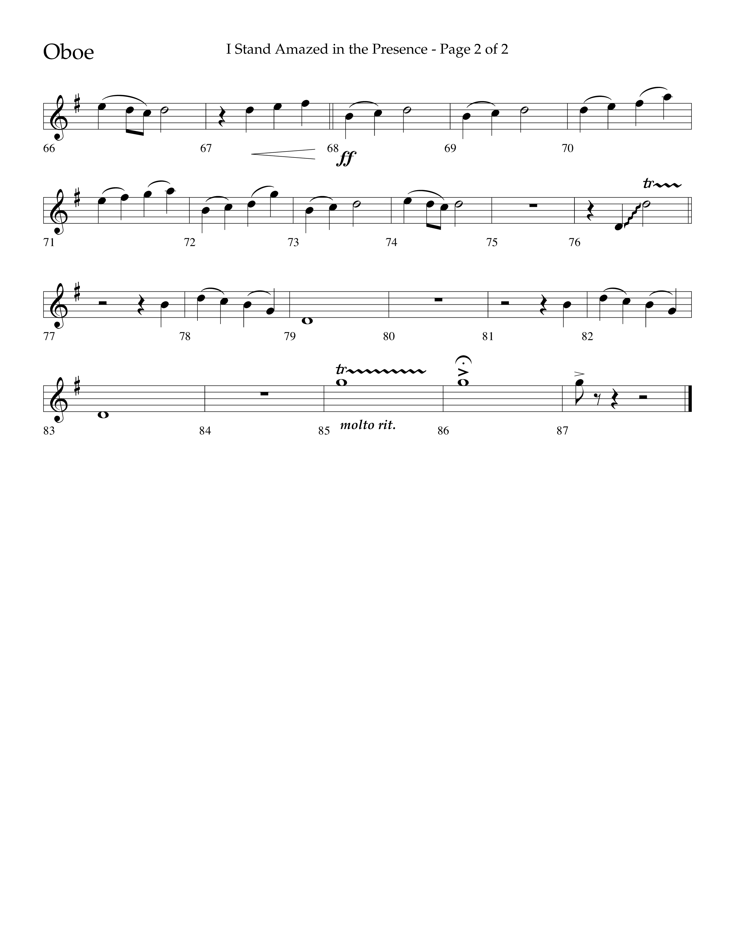 I Stand Amazed in the Presence (Choral Anthem SATB) Oboe (Lifeway Choral / Arr. David Shipps)