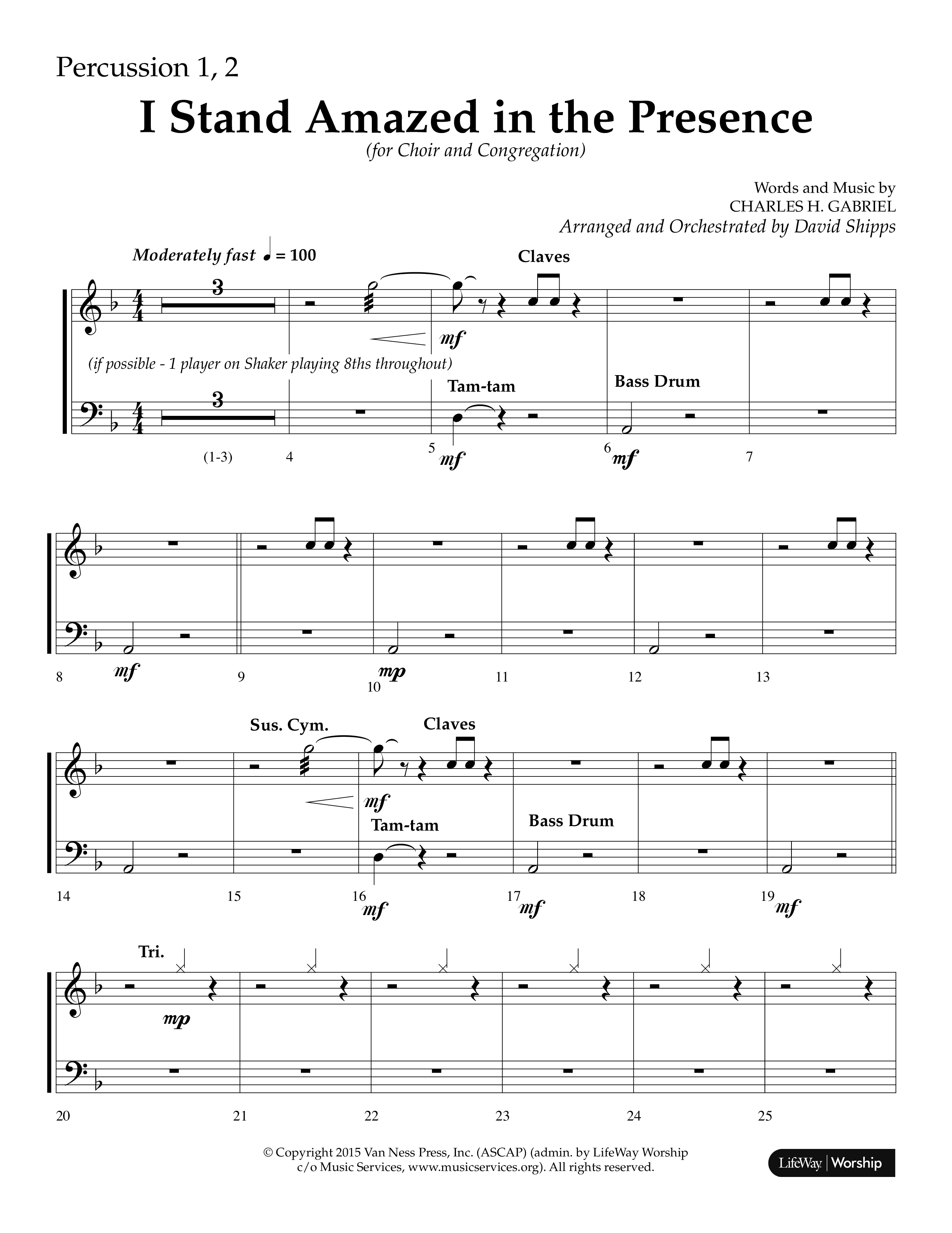 I Stand Amazed in the Presence (Choral Anthem SATB) Percussion 1/2 (Lifeway Choral / Arr. David Shipps)