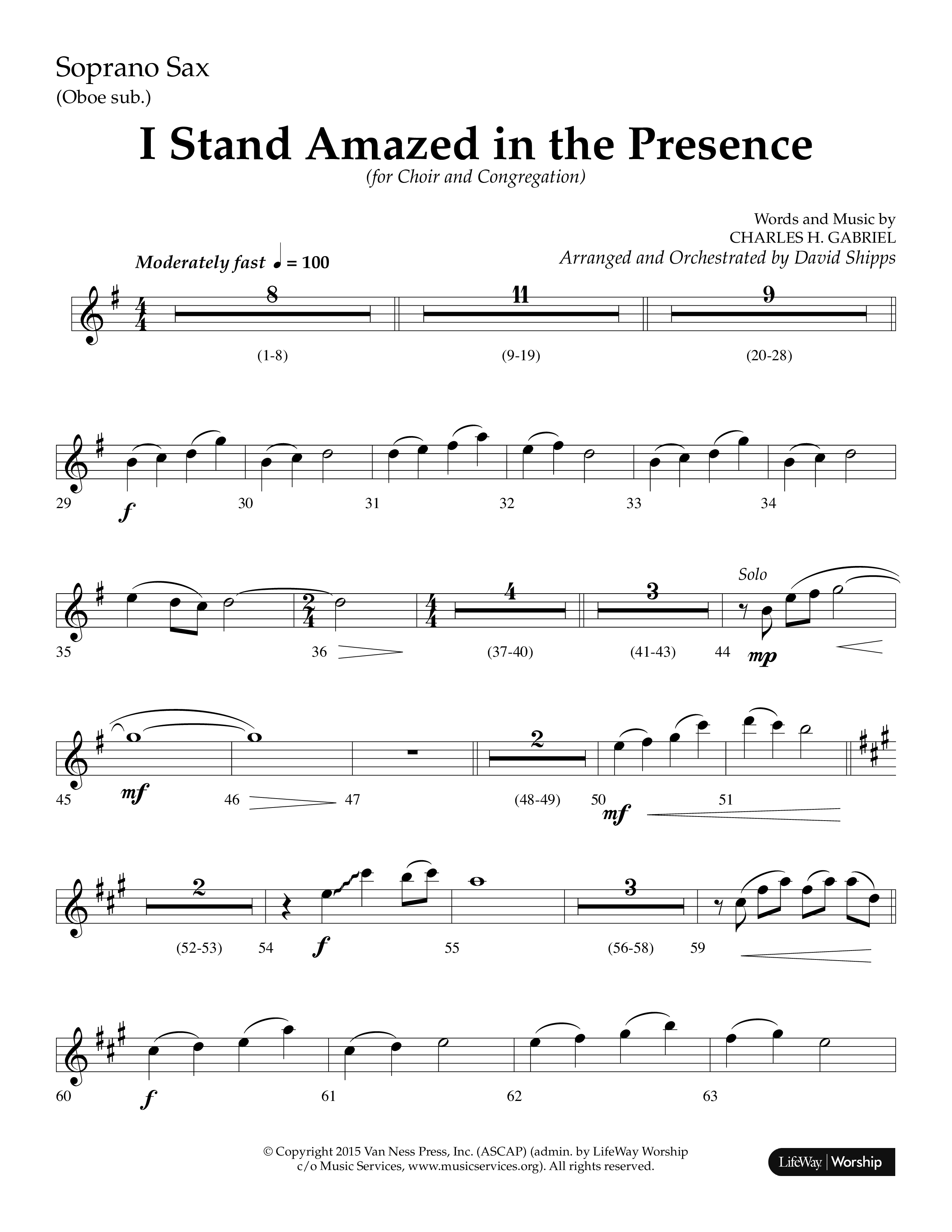 I Stand Amazed in the Presence (Choral Anthem SATB) Soprano Sax (Lifeway Choral / Arr. David Shipps)
