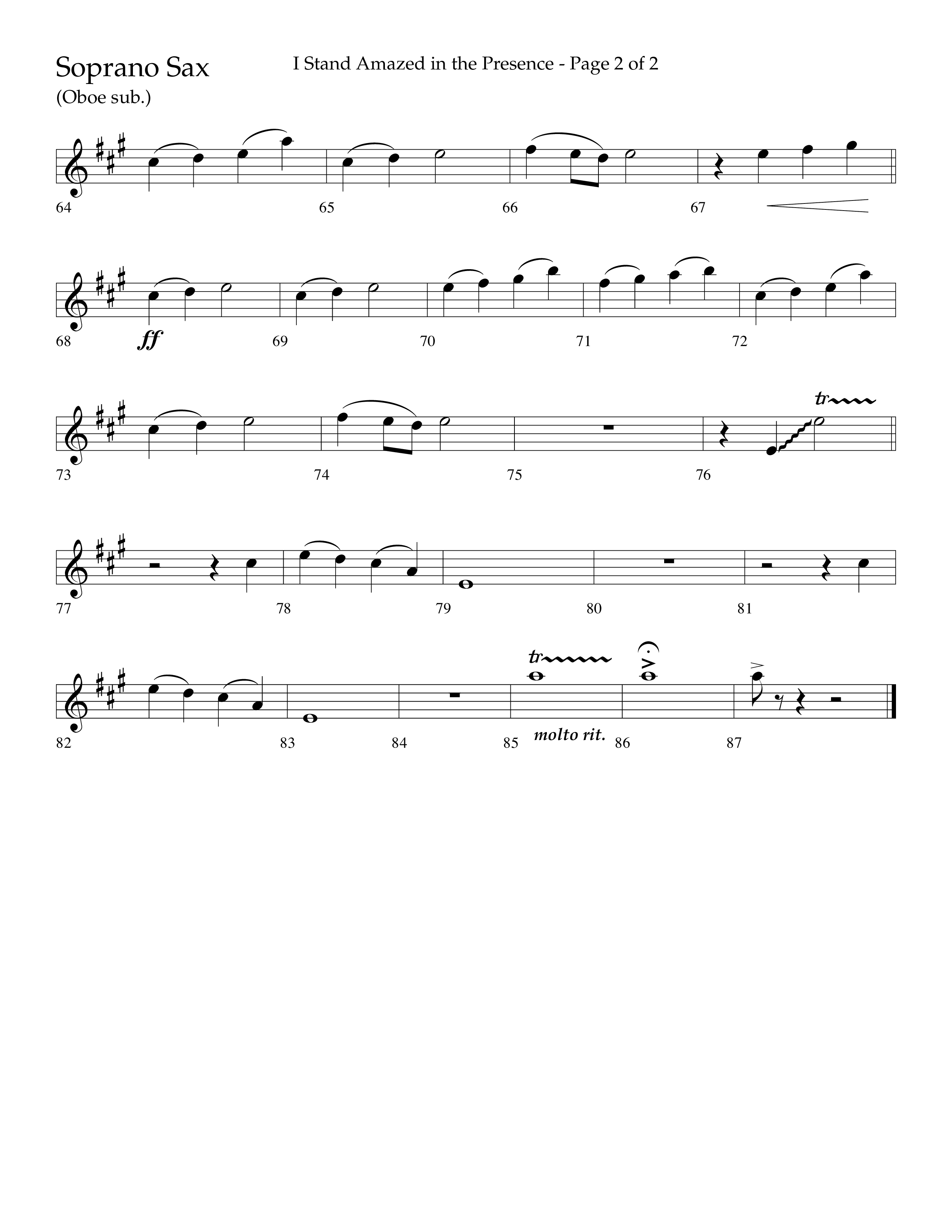 I Stand Amazed in the Presence (Choral Anthem SATB) Soprano Sax (Lifeway Choral / Arr. David Shipps)