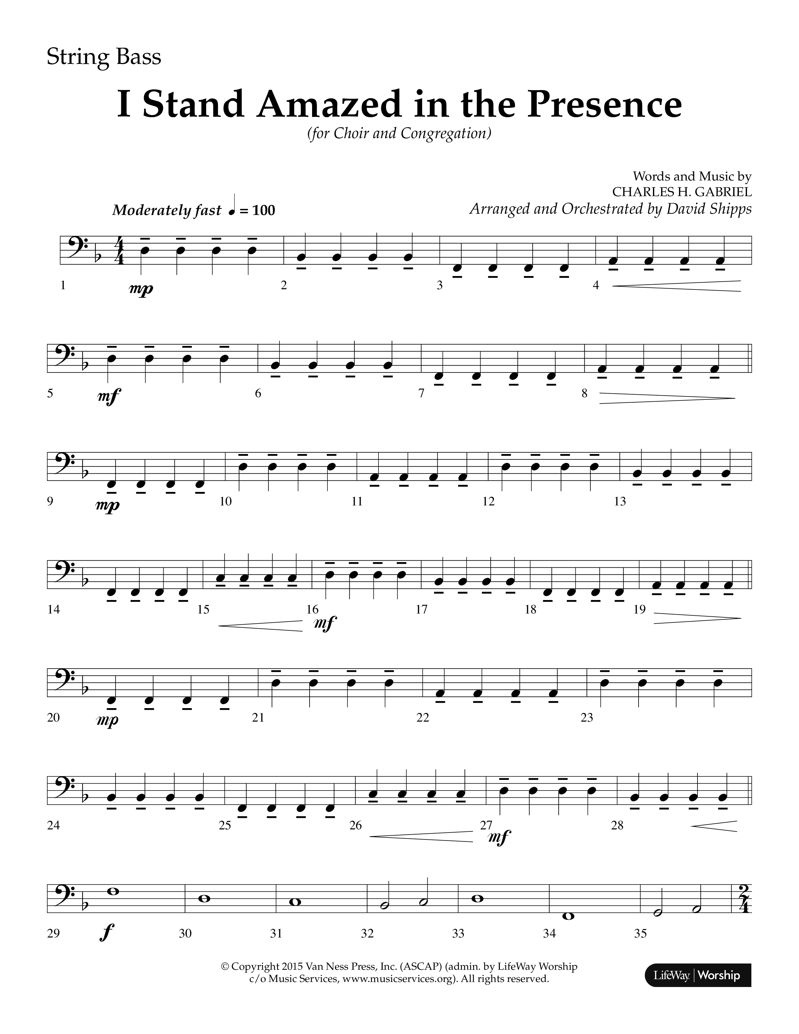 I Stand Amazed in the Presence (Choral Anthem SATB) String Bass (Lifeway Choral / Arr. David Shipps)