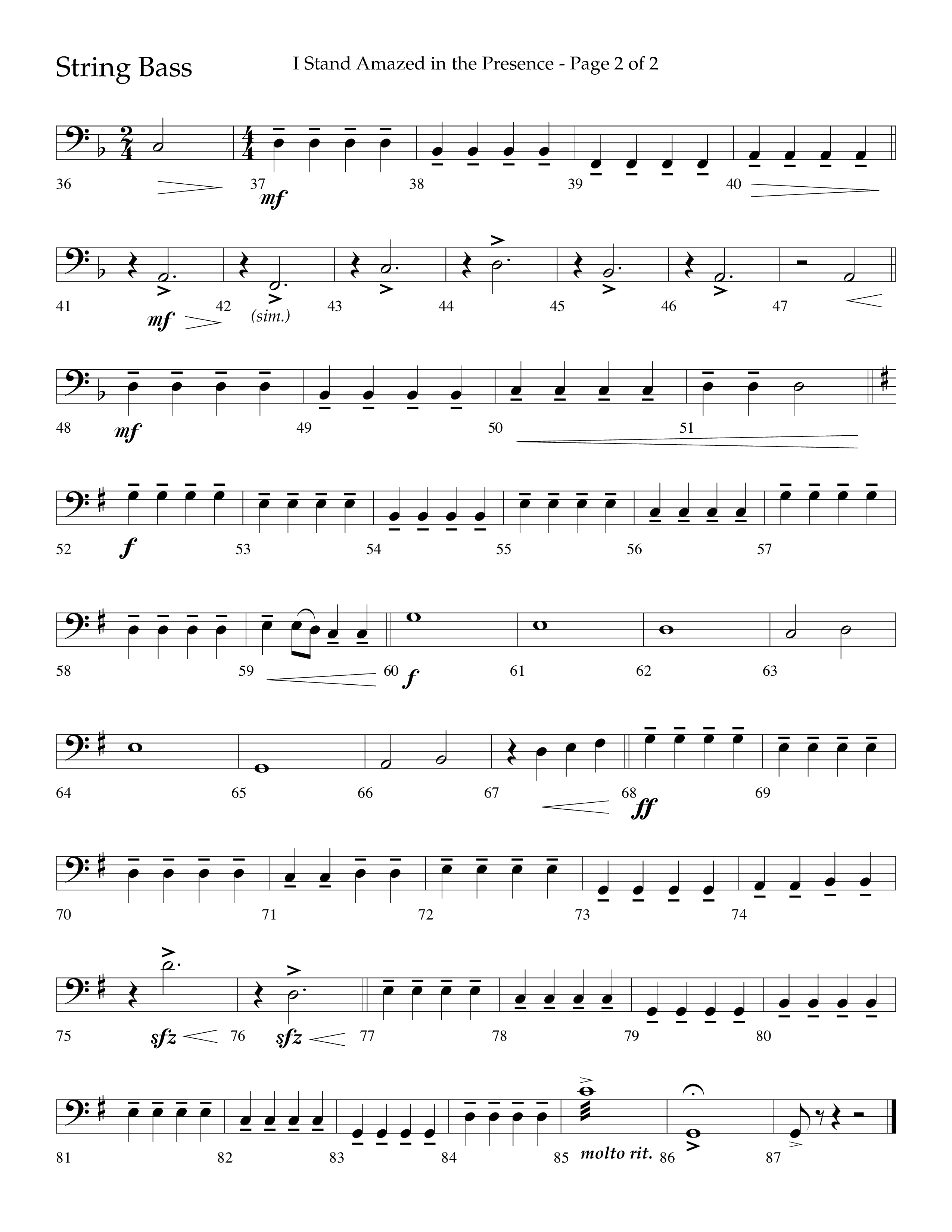 I Stand Amazed in the Presence (Choral Anthem SATB) String Bass (Lifeway Choral / Arr. David Shipps)