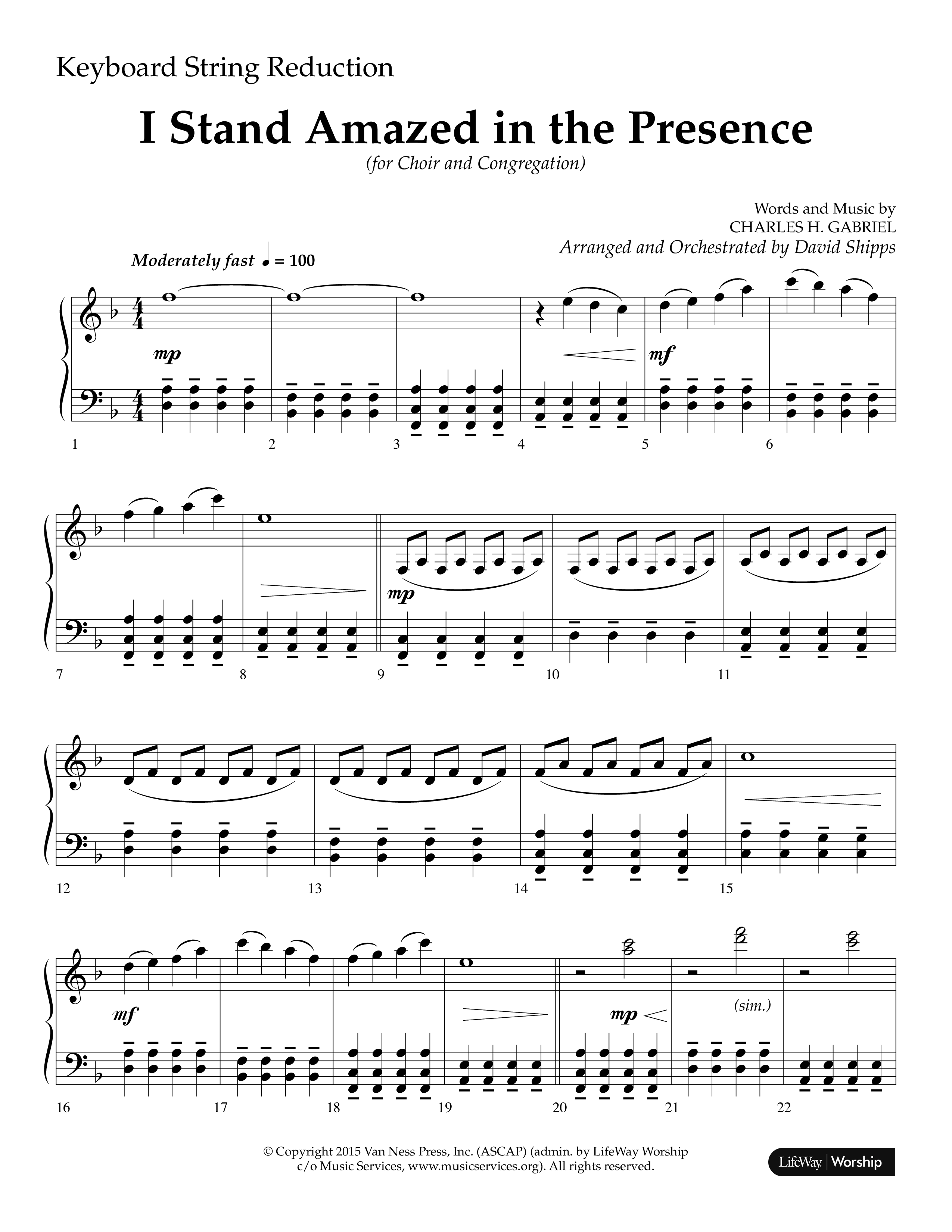 I Stand Amazed in the Presence (Choral Anthem SATB) String Reduction (Lifeway Choral / Arr. David Shipps)