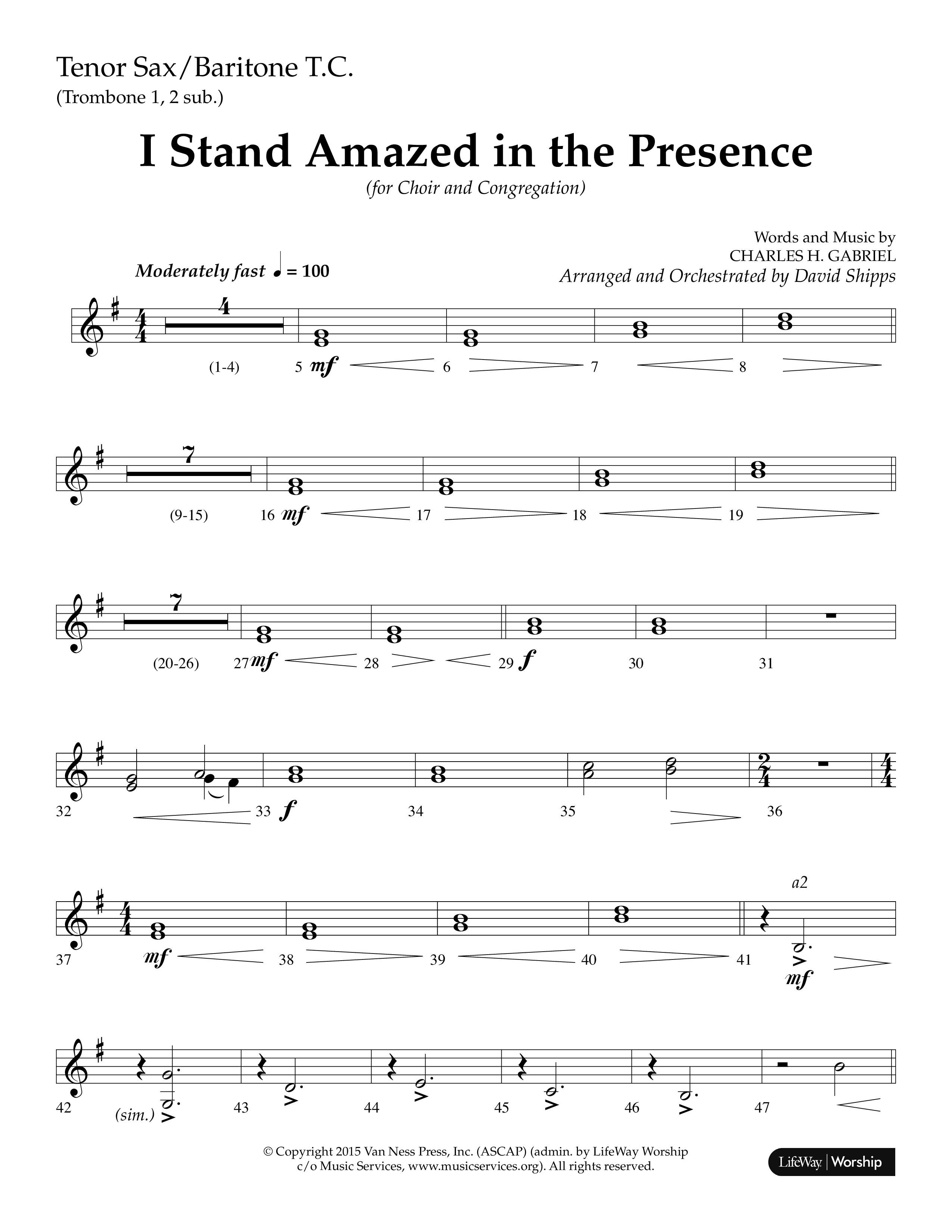I Stand Amazed in the Presence (Choral Anthem SATB) Tenor Sax/Baritone T.C. (Lifeway Choral / Arr. David Shipps)