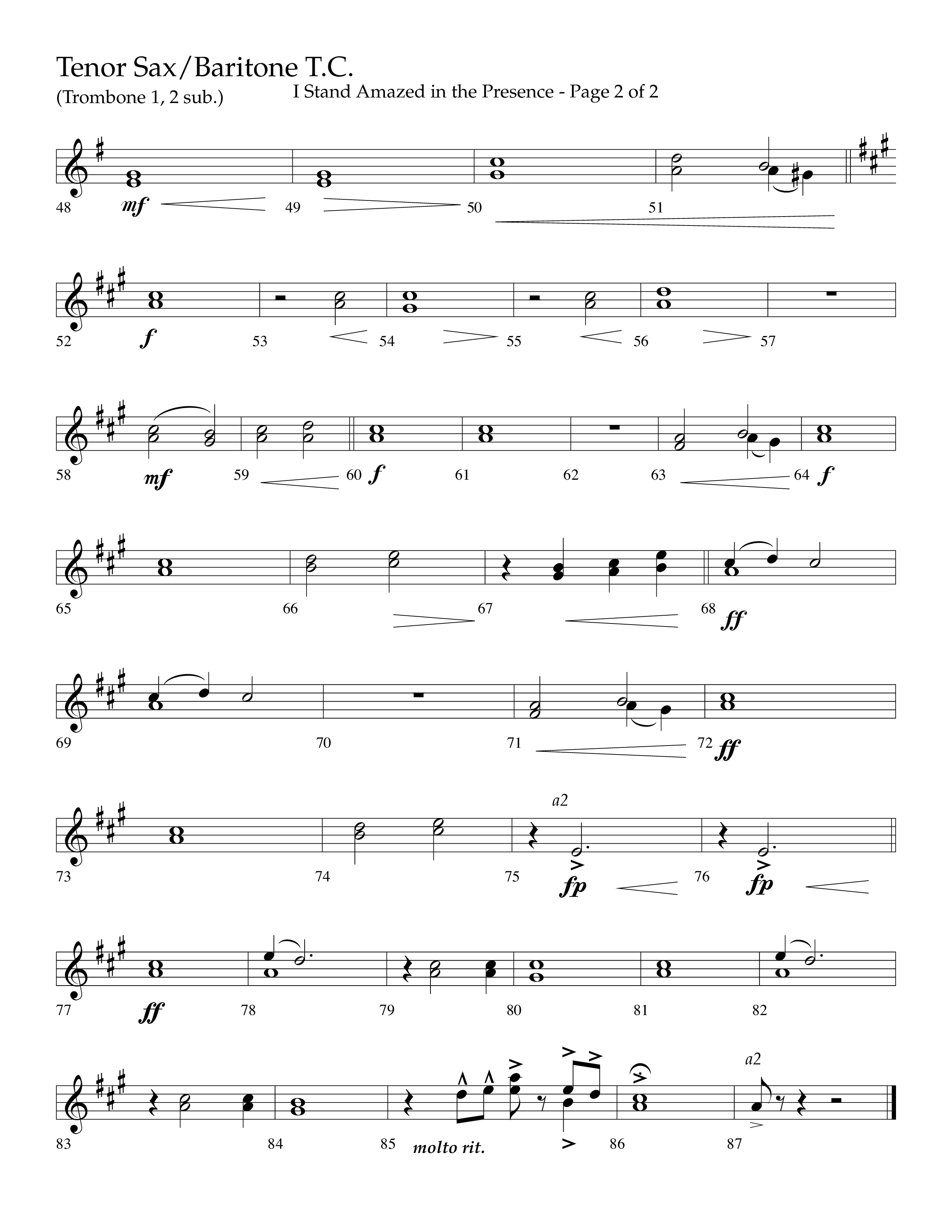 I Stand Amazed in the Presence (Choral Anthem SATB) Tenor Sax/Baritone T.C. (Lifeway Choral / Arr. David Shipps)