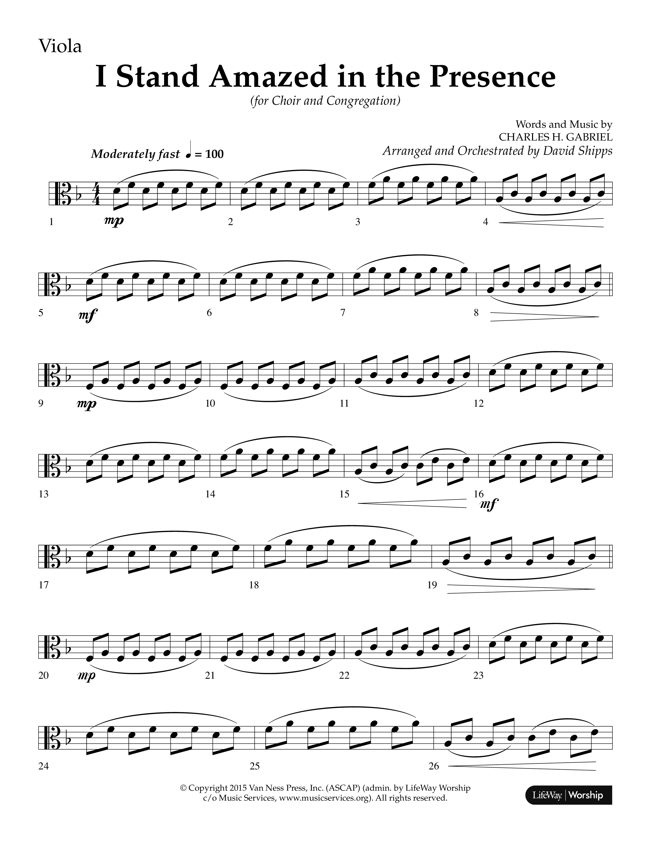 I Stand Amazed in the Presence (Choral Anthem SATB) Viola (Lifeway Choral / Arr. David Shipps)