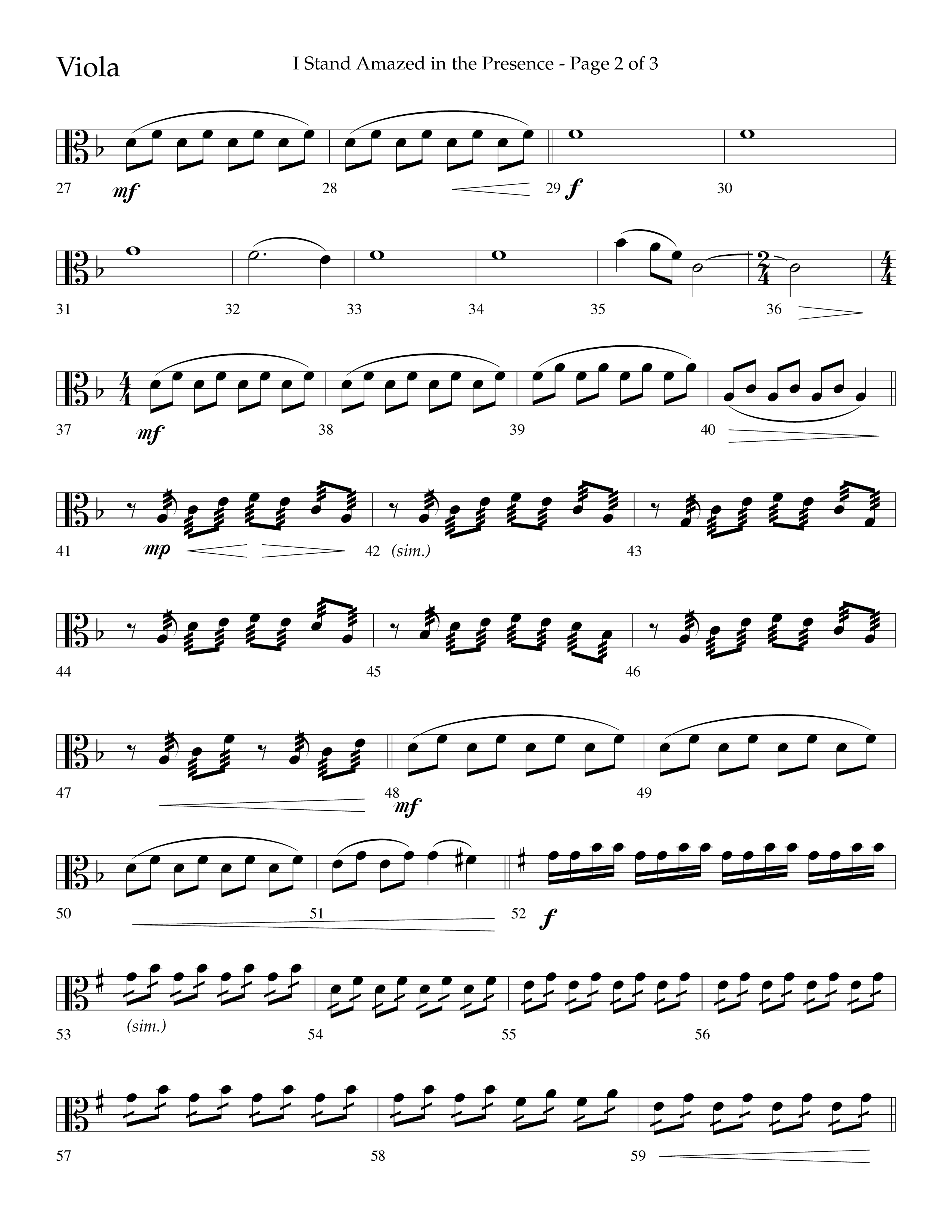 I Stand Amazed in the Presence (Choral Anthem SATB) Viola (Lifeway Choral / Arr. David Shipps)