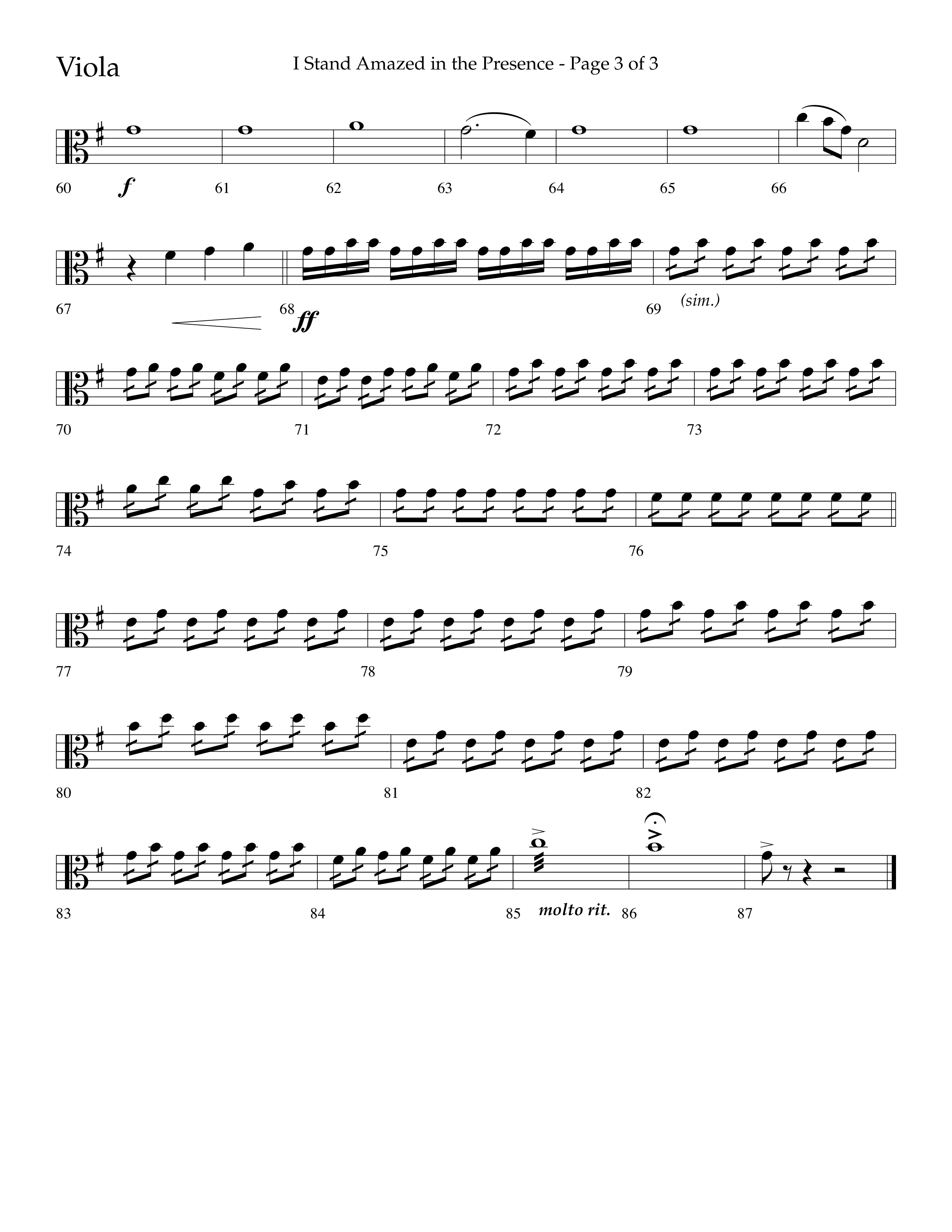 I Stand Amazed in the Presence (Choral Anthem SATB) Viola (Lifeway Choral / Arr. David Shipps)