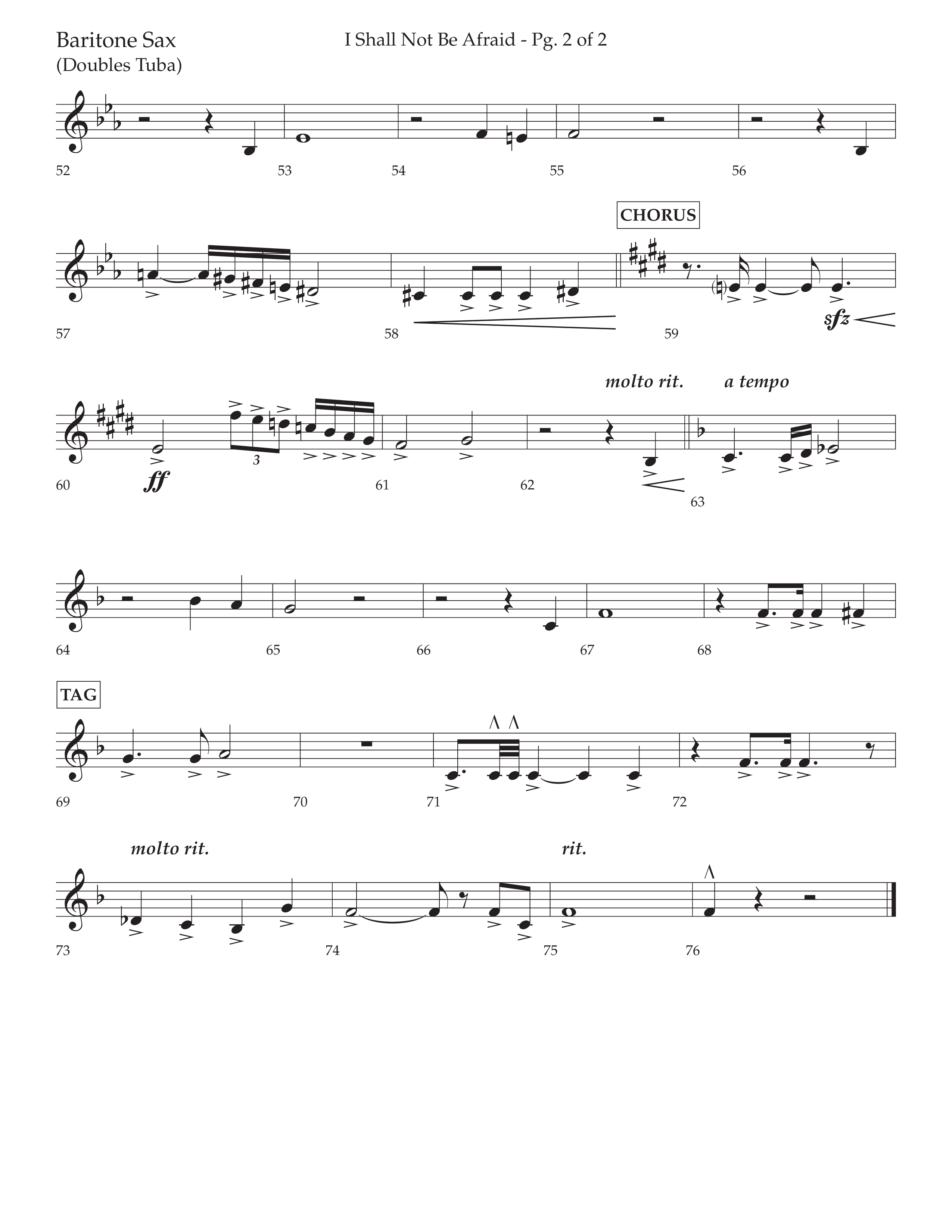 I Shall Not Be Afraid (Choral Anthem SATB) Bari Sax (Lifeway Choral / Arr. Cliff Duren)