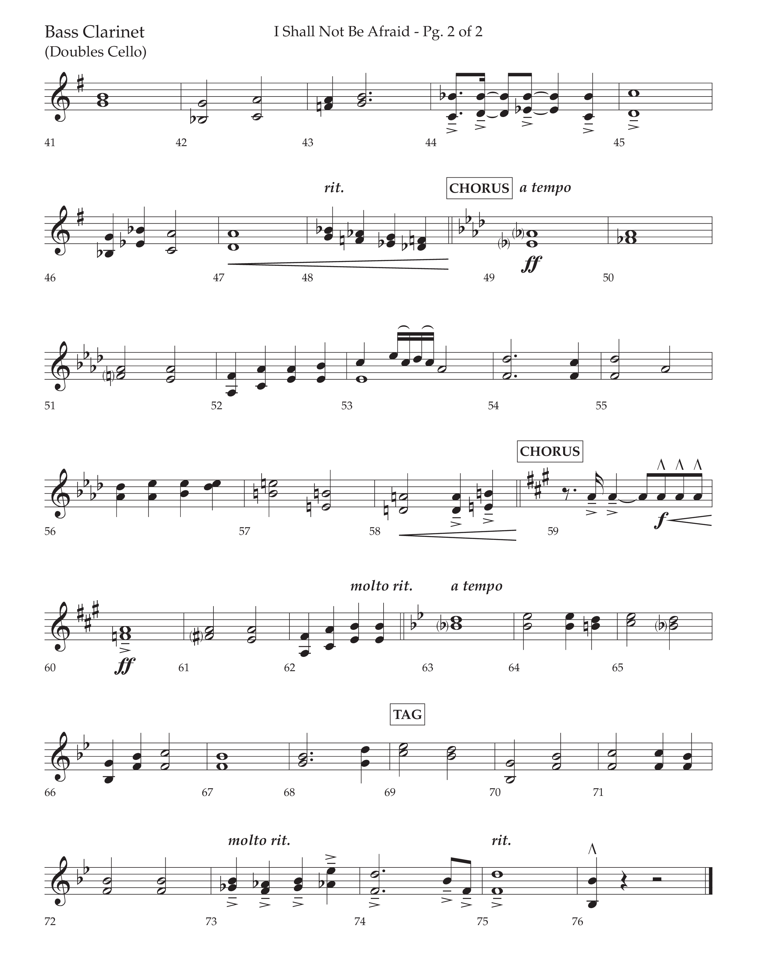 I Shall Not Be Afraid (Choral Anthem SATB) Bass Clarinet (Lifeway Choral / Arr. Cliff Duren)