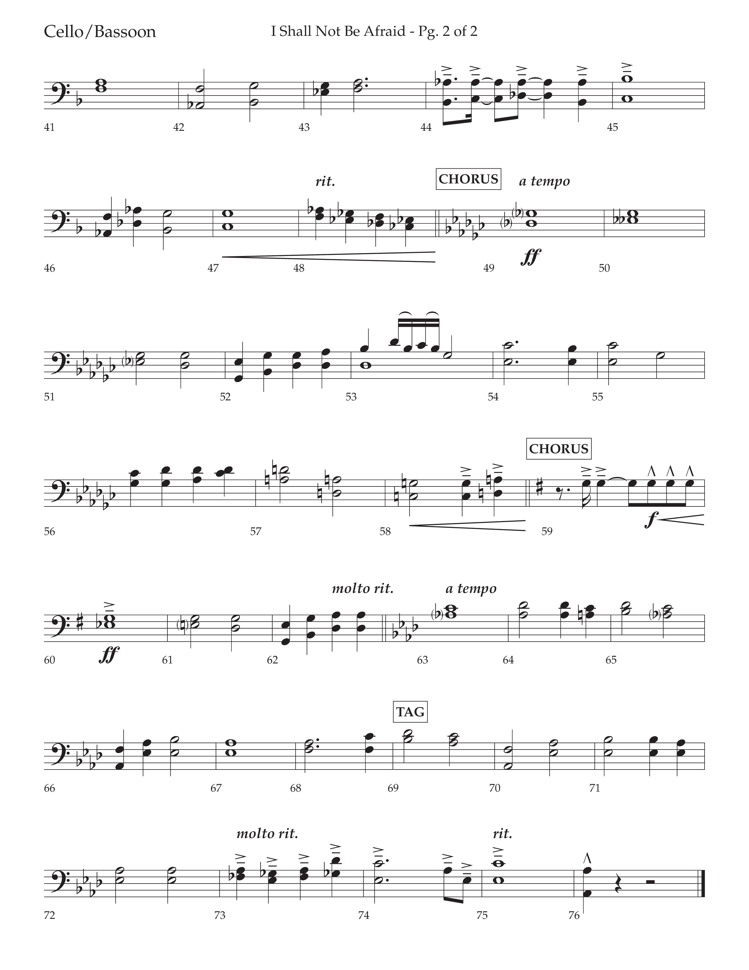 I Shall Not Be Afraid (Choral Anthem SATB) Cello (Lifeway Choral / Arr. Cliff Duren)