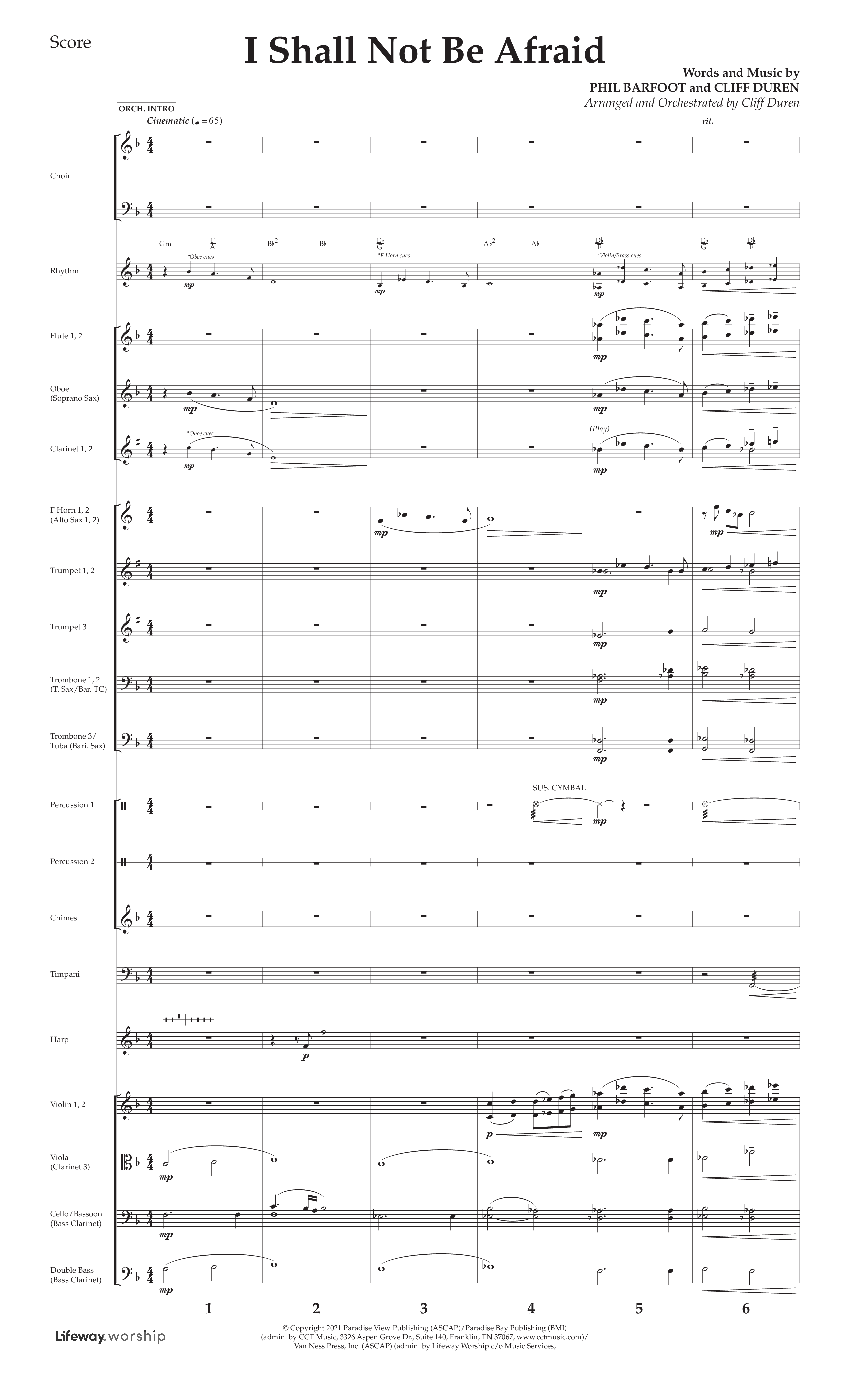 I Shall Not Be Afraid (Choral Anthem SATB) Conductor's Score (Lifeway Choral / Arr. Cliff Duren)