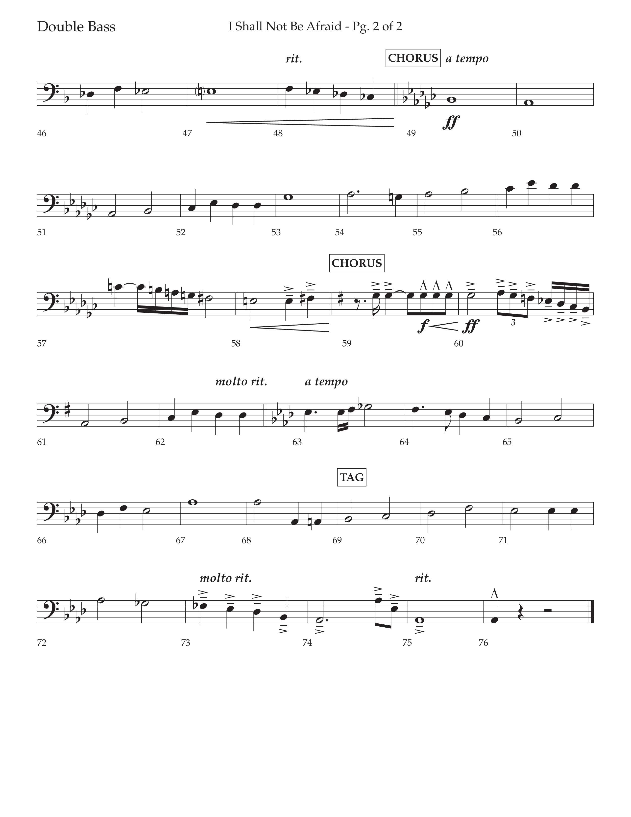 I Shall Not Be Afraid (Choral Anthem SATB) Double Bass (Lifeway Choral / Arr. Cliff Duren)