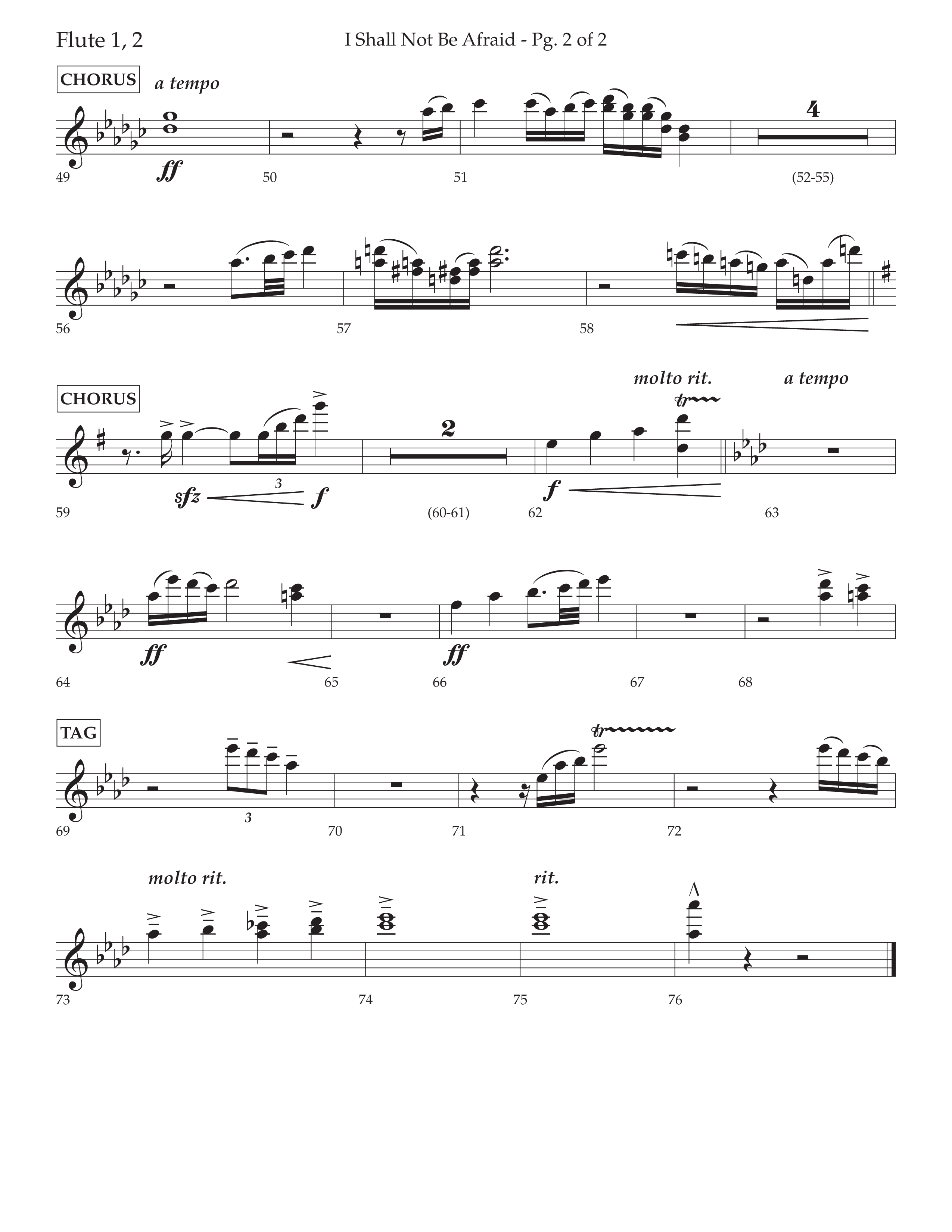I Shall Not Be Afraid (Choral Anthem SATB) Flute 1/2 (Lifeway Choral / Arr. Cliff Duren)