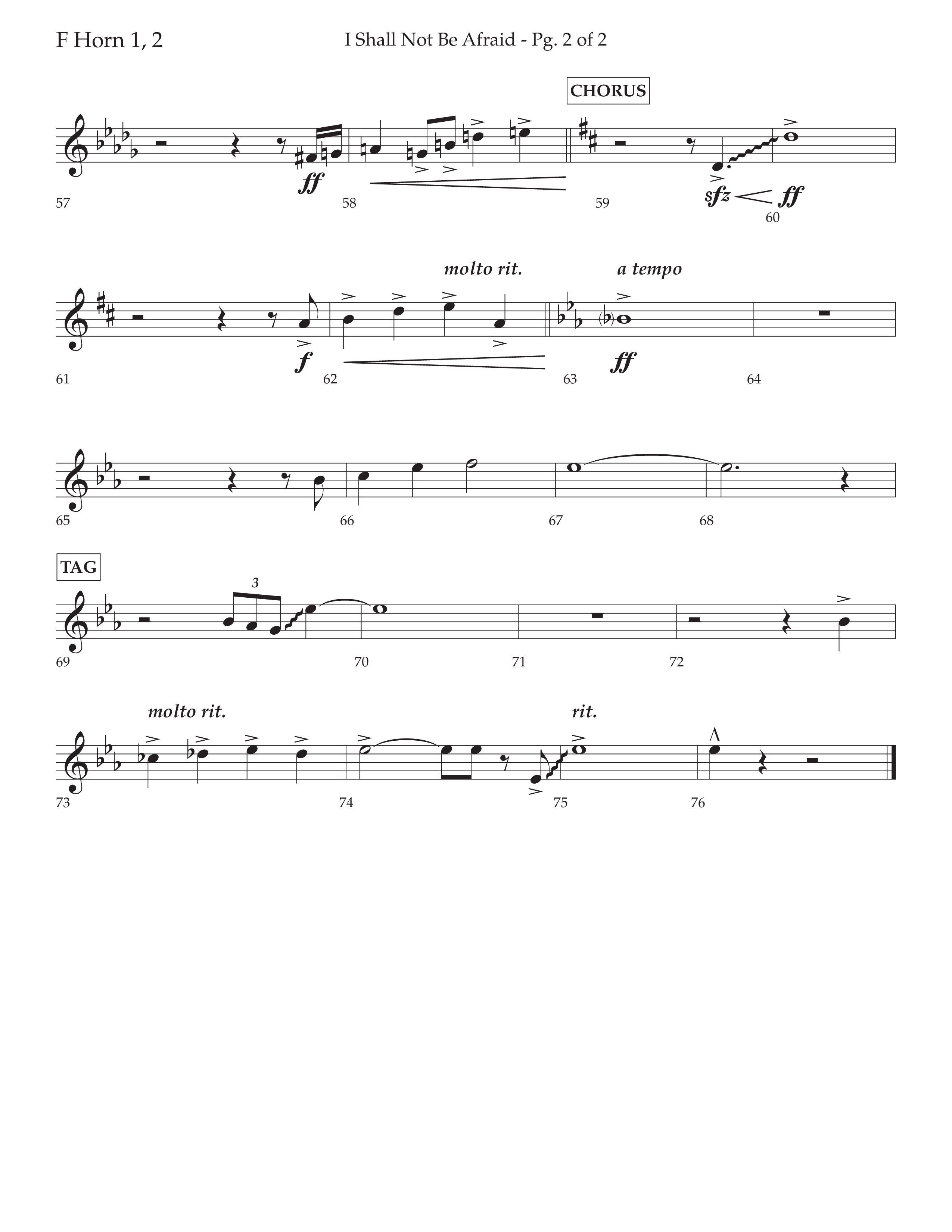 I Shall Not Be Afraid (Choral Anthem SATB) French Horn 1/2 (Lifeway Choral / Arr. Cliff Duren)