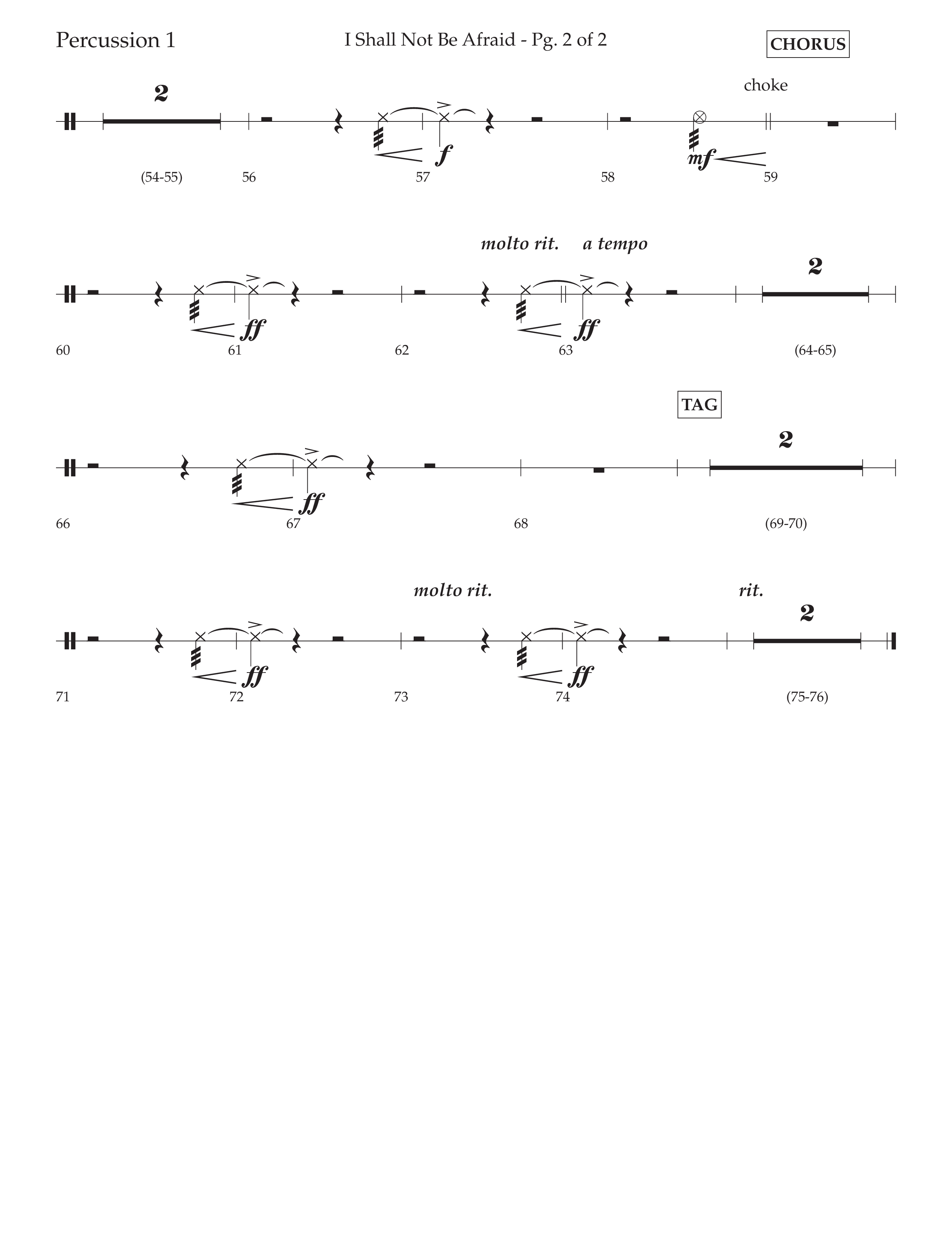 I Shall Not Be Afraid (Choral Anthem SATB) Percussion 1/2 (Lifeway Choral / Arr. Cliff Duren)