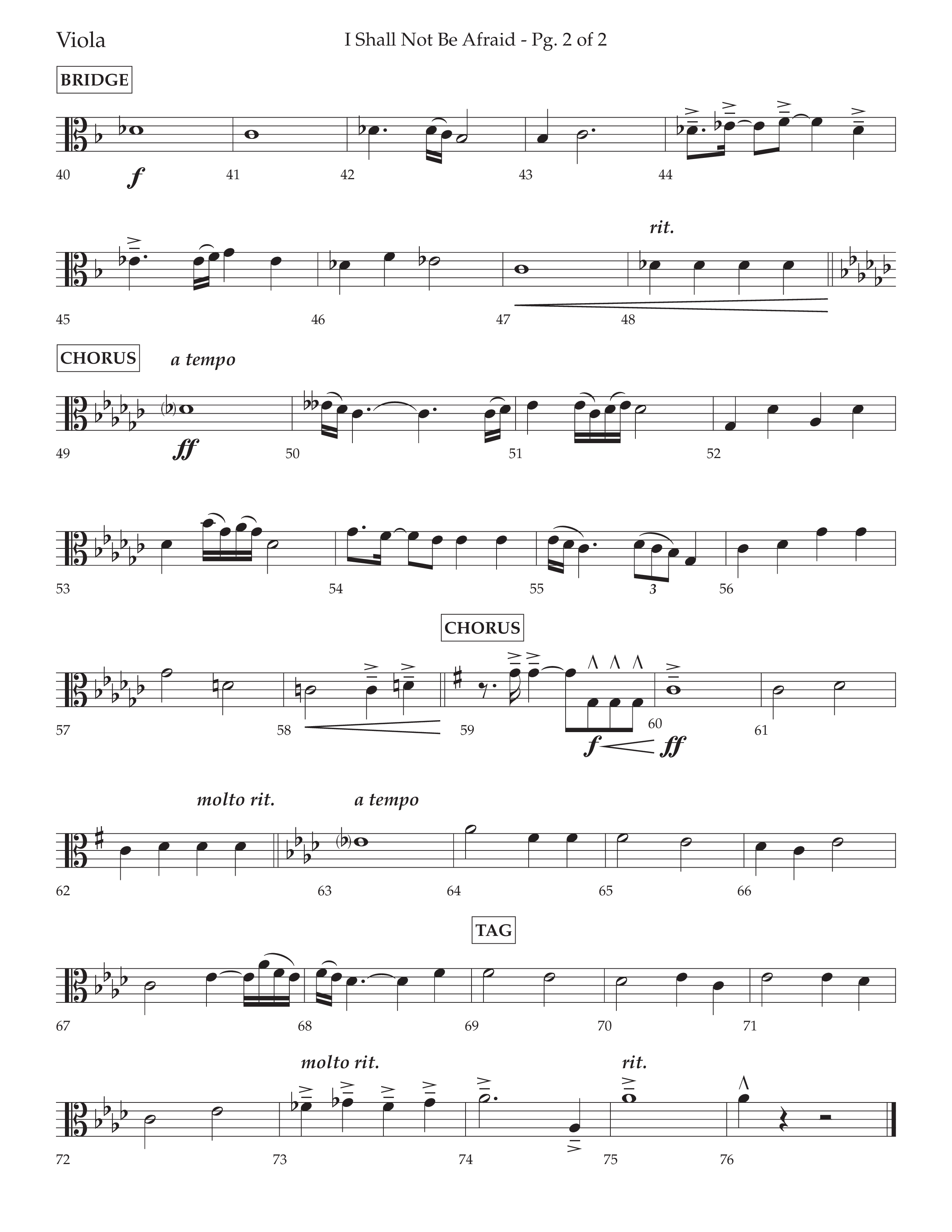 I Shall Not Be Afraid (Choral Anthem SATB) Viola (Lifeway Choral / Arr. Cliff Duren)