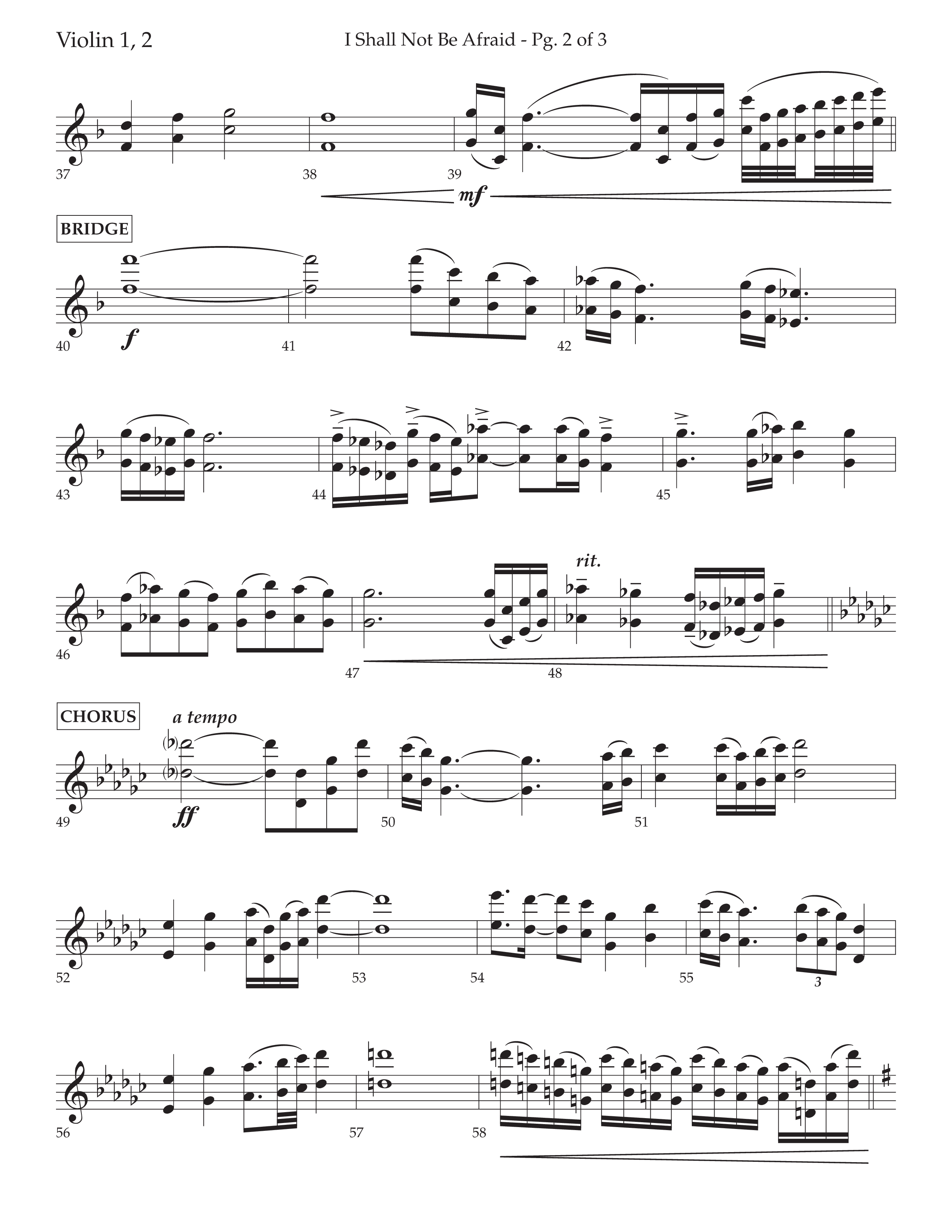 I Shall Not Be Afraid (Choral Anthem SATB) Violin 1/2 (Lifeway Choral / Arr. Cliff Duren)