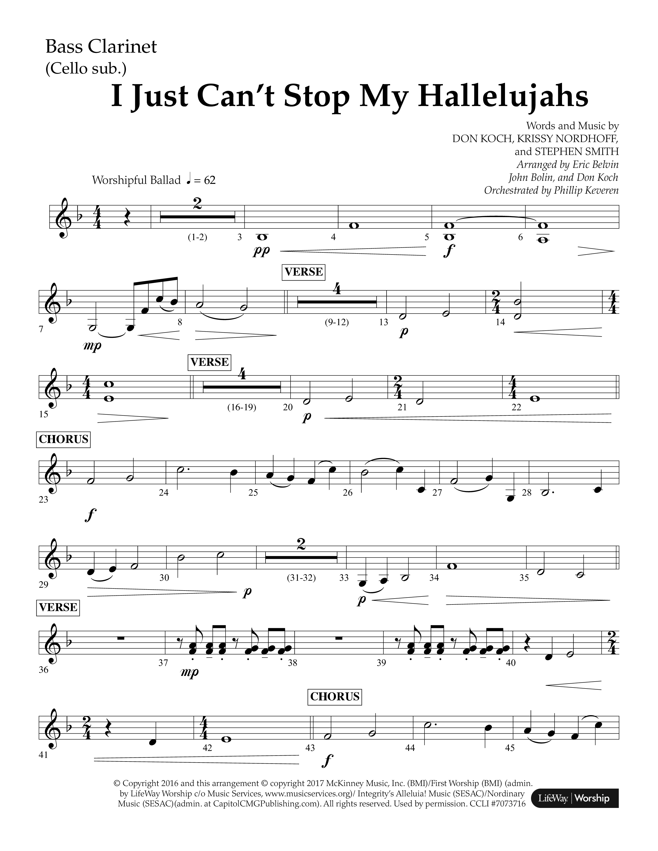 I Just Can’t Stop My Hallelujahs (Choral Anthem SATB) Bass Clarinet (Lifeway Choral / Arr. Eric Belvin / Arr. John Bolin / Arr. Don Koch / Orch. Phillip Keveren)