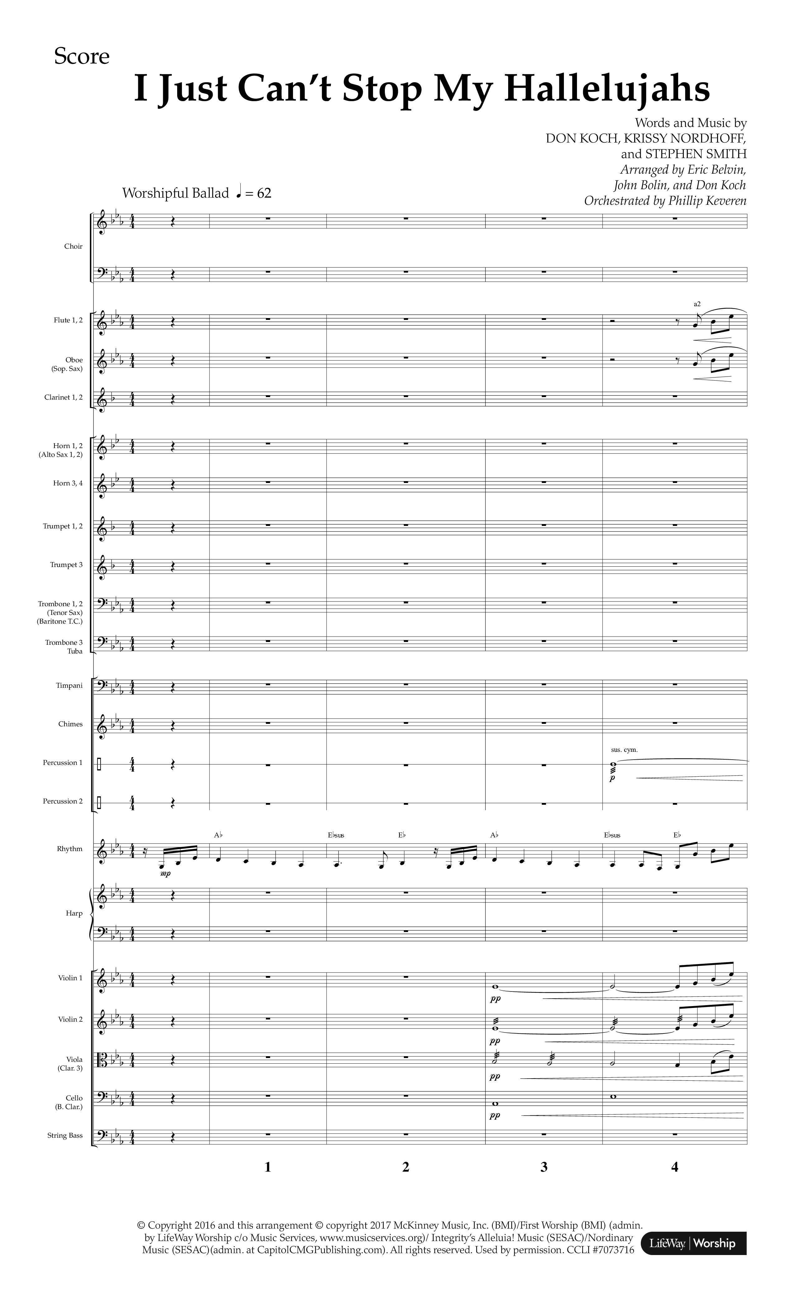 I Just Can’t Stop My Hallelujahs (Choral Anthem SATB) Orchestration (Lifeway Choral / Arr. Eric Belvin / Arr. John Bolin / Arr. Don Koch / Orch. Phillip Keveren)