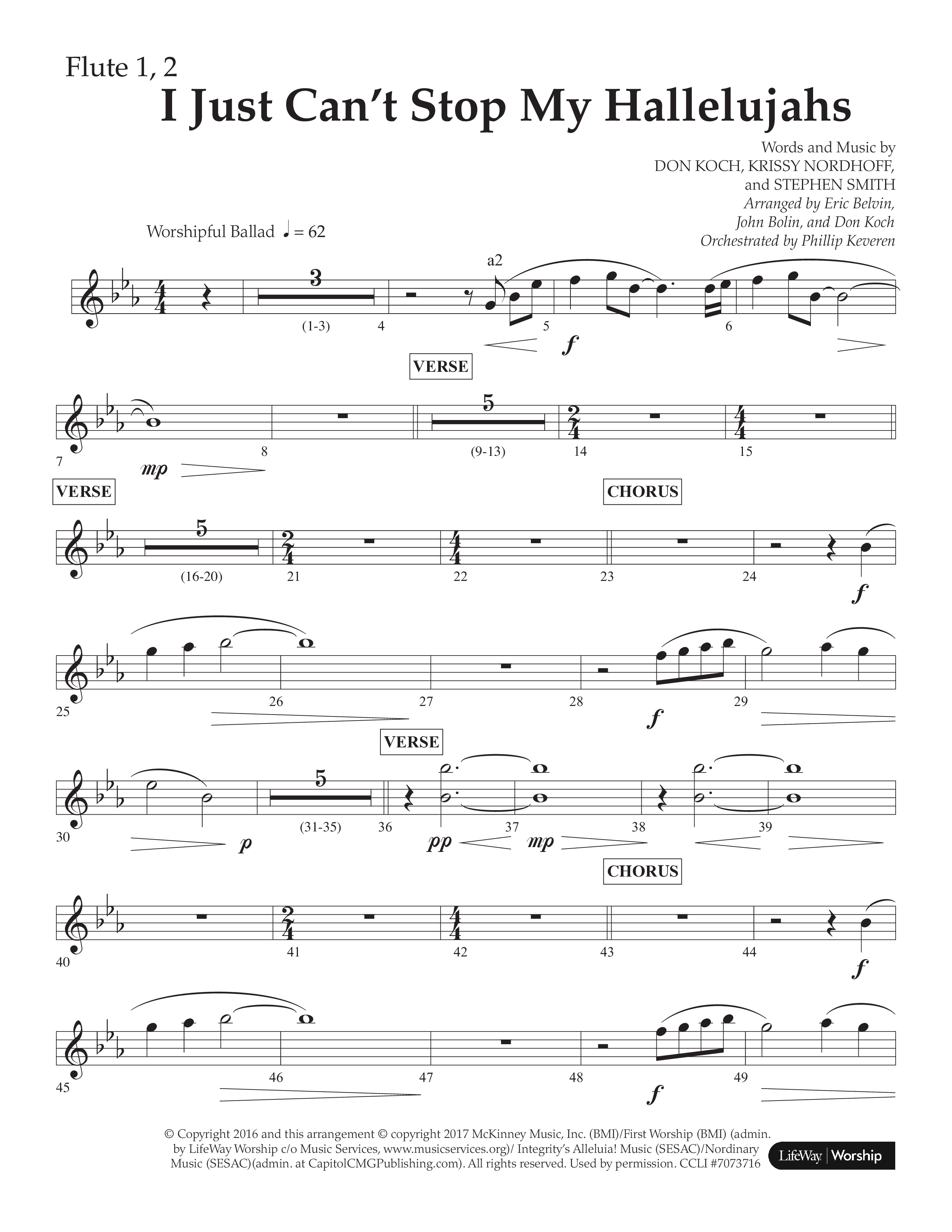 I Just Can’t Stop My Hallelujahs (Choral Anthem SATB) Flute 1/2 (Lifeway Choral / Arr. Eric Belvin / Arr. John Bolin / Arr. Don Koch / Orch. Phillip Keveren)