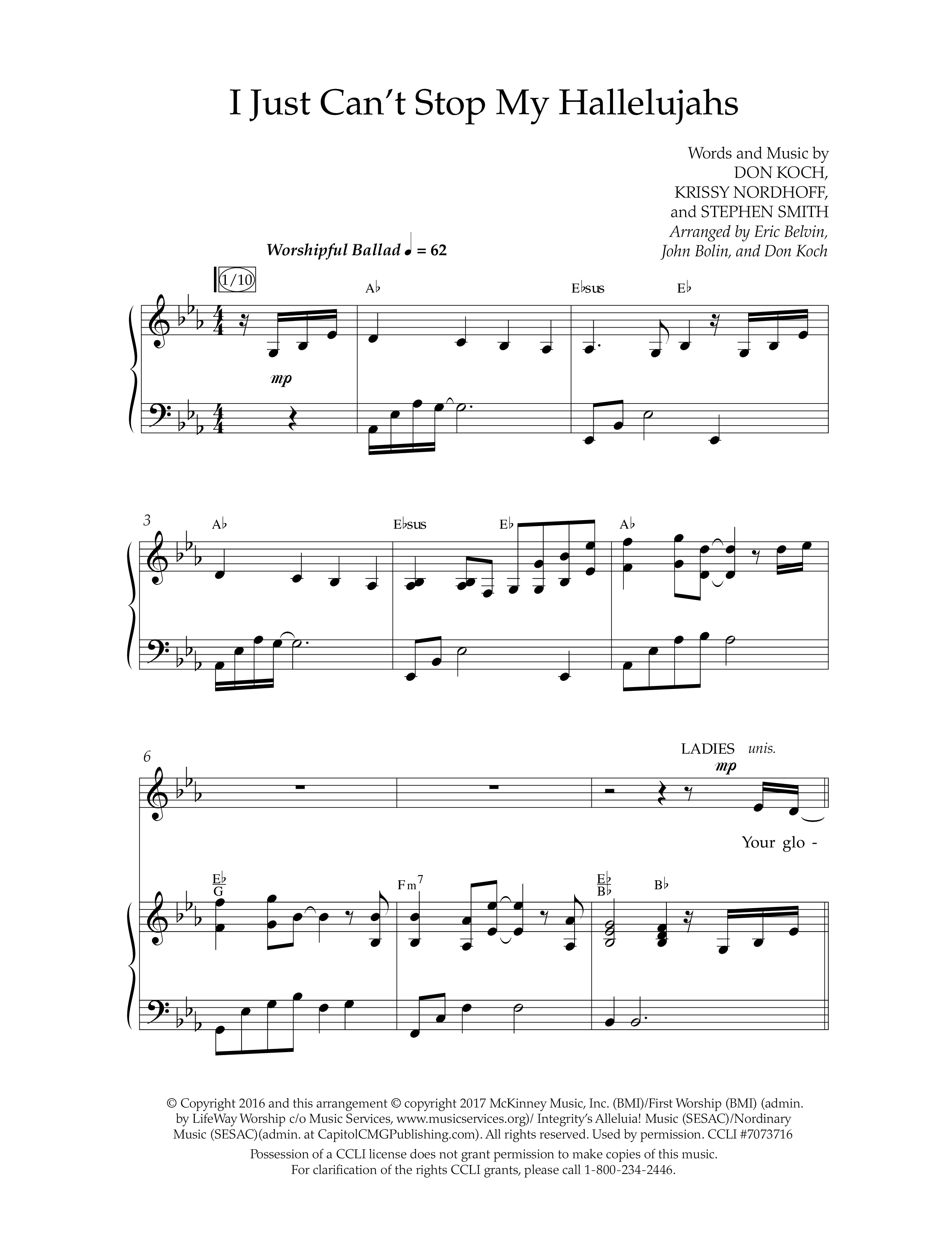 I Just Can’t Stop My Hallelujahs (Choral Anthem SATB) Anthem (SATB/Piano) (Lifeway Choral / Arr. Eric Belvin / Arr. John Bolin / Arr. Don Koch / Orch. Phillip Keveren)