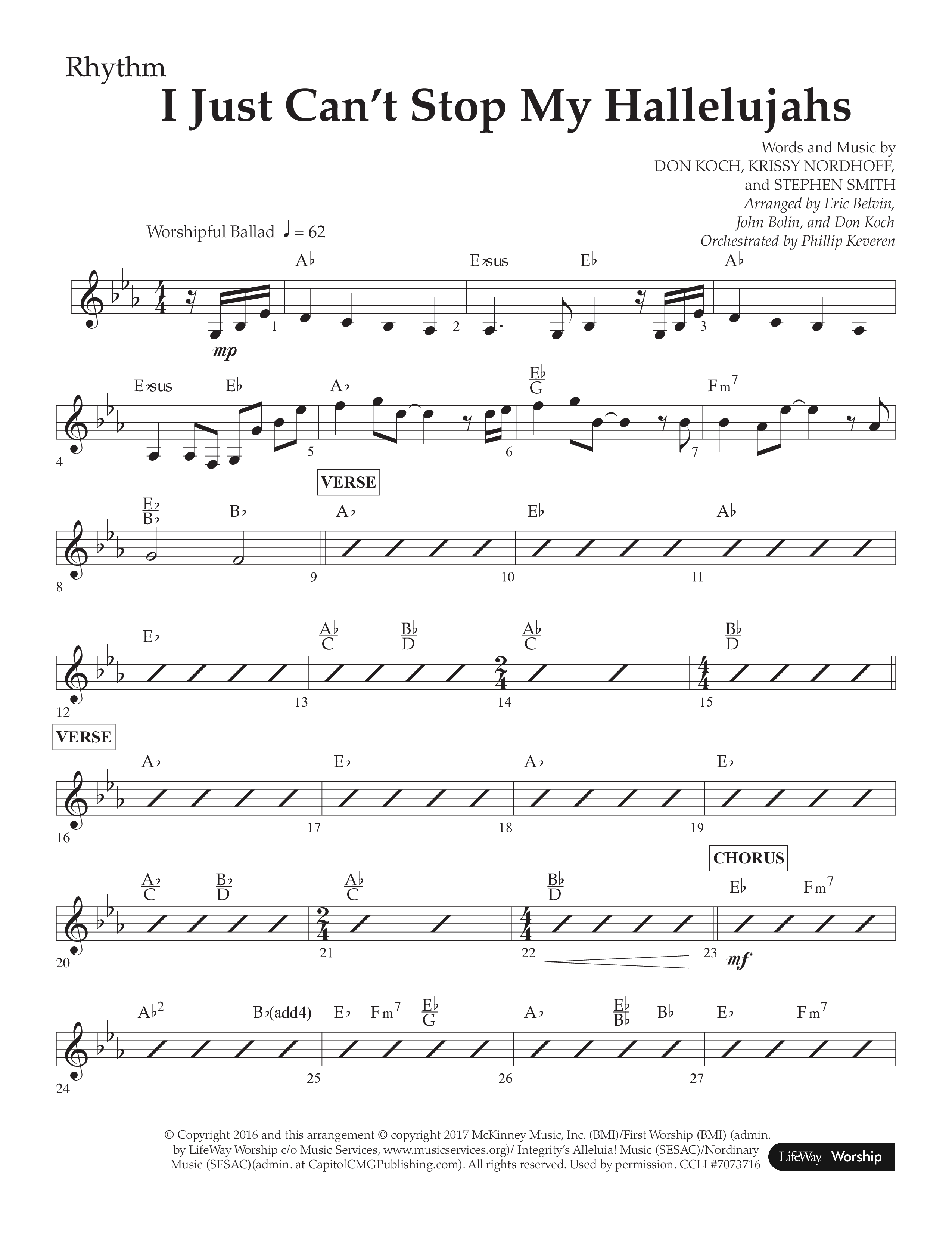 I Just Can’t Stop My Hallelujahs (Choral Anthem SATB) Lead Melody & Rhythm (Lifeway Choral / Arr. Eric Belvin / Arr. John Bolin / Arr. Don Koch / Orch. Phillip Keveren)
