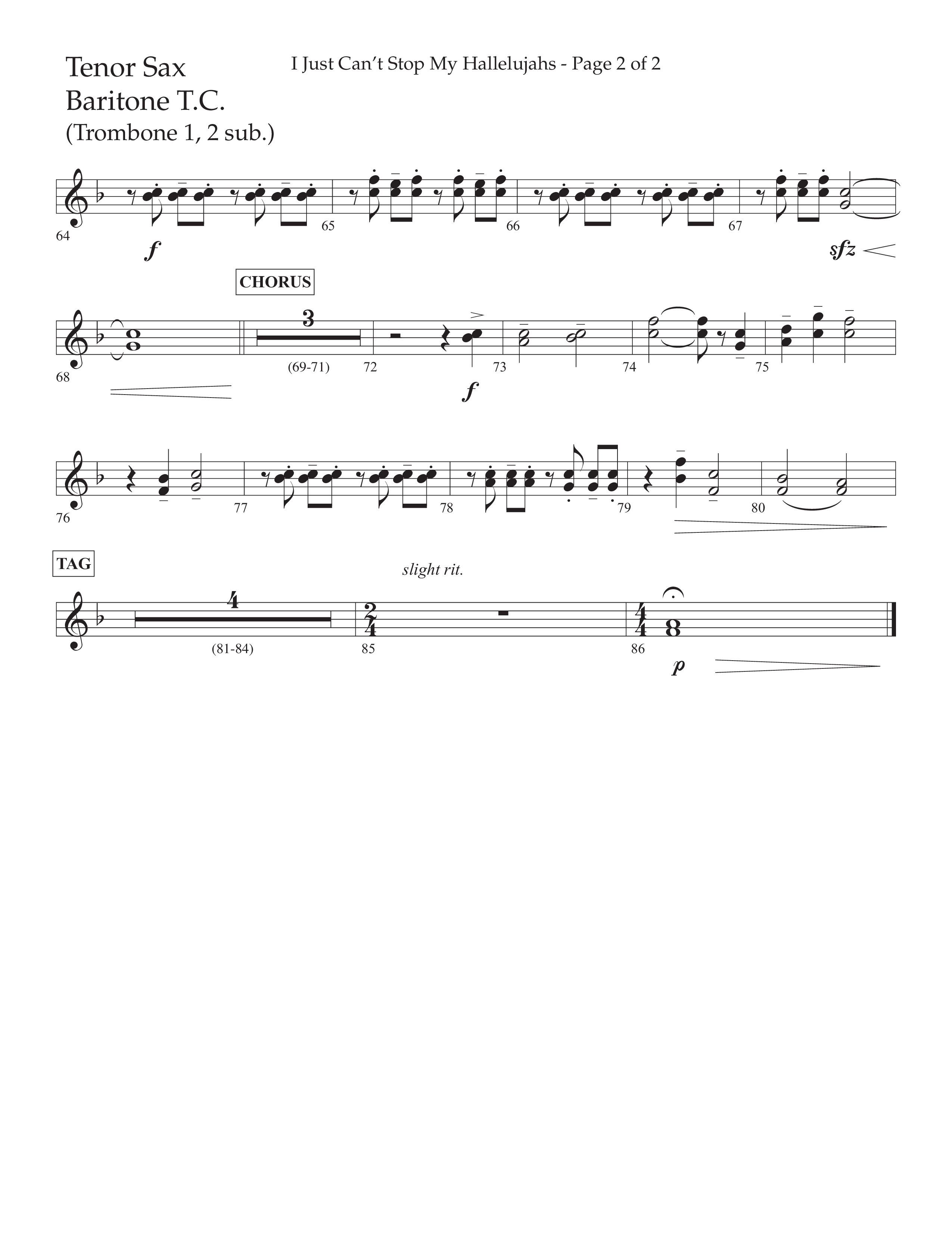 I Just Can’t Stop My Hallelujahs (Choral Anthem SATB) Tenor Sax/Baritone T.C. (Lifeway Choral / Arr. Eric Belvin / Arr. John Bolin / Arr. Don Koch / Orch. Phillip Keveren)