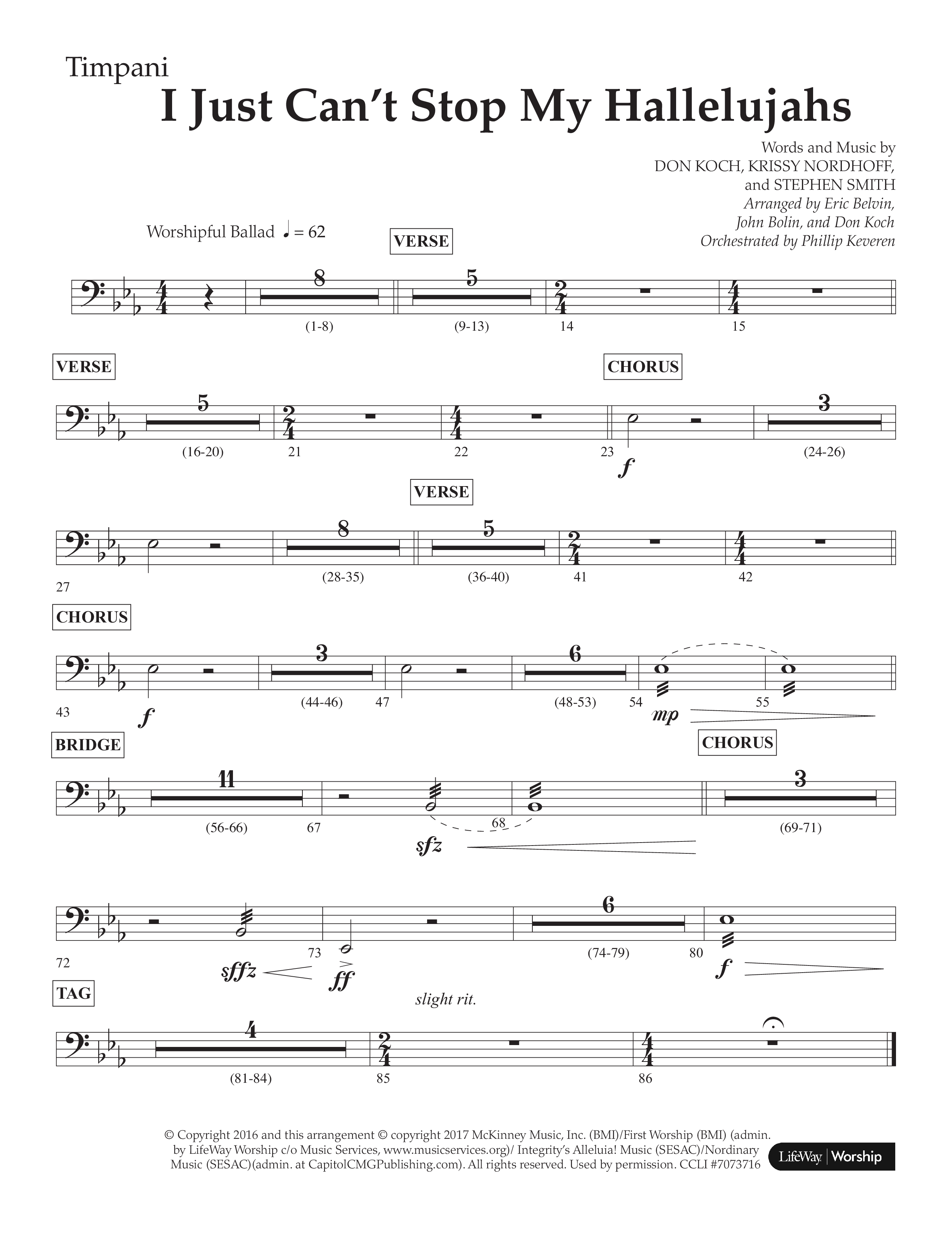 I Just Can’t Stop My Hallelujahs (Choral Anthem SATB) Timpani (Lifeway Choral / Arr. Eric Belvin / Arr. John Bolin / Arr. Don Koch / Orch. Phillip Keveren)