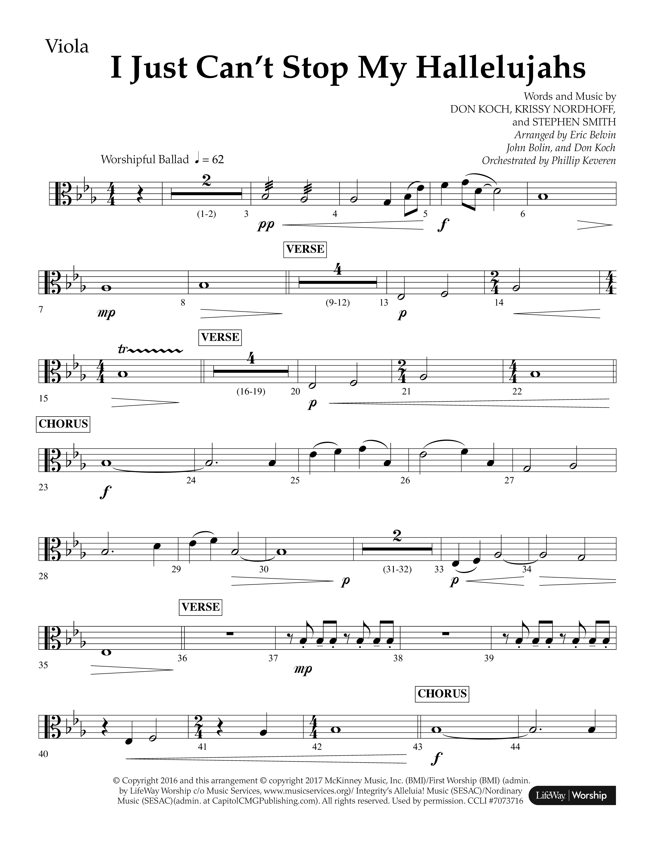 I Just Can’t Stop My Hallelujahs (Choral Anthem SATB) Viola (Lifeway Choral / Arr. Eric Belvin / Arr. John Bolin / Arr. Don Koch / Orch. Phillip Keveren)