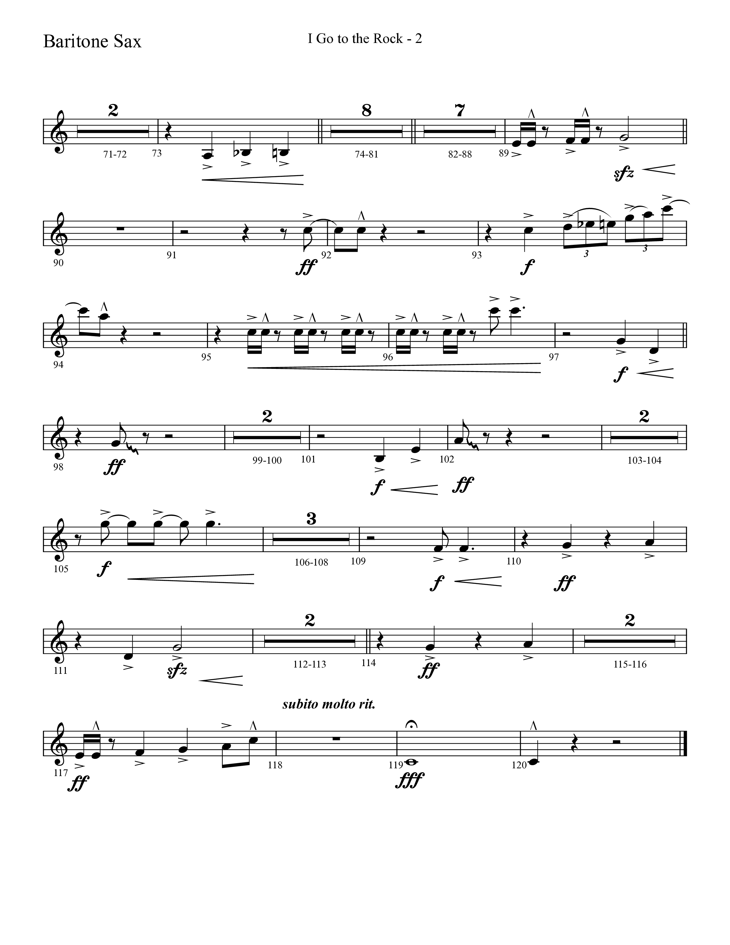 I Go To The Rock (Choral Anthem SATB) Bari Sax (Lifeway Choral / Arr. Cliff Duren)