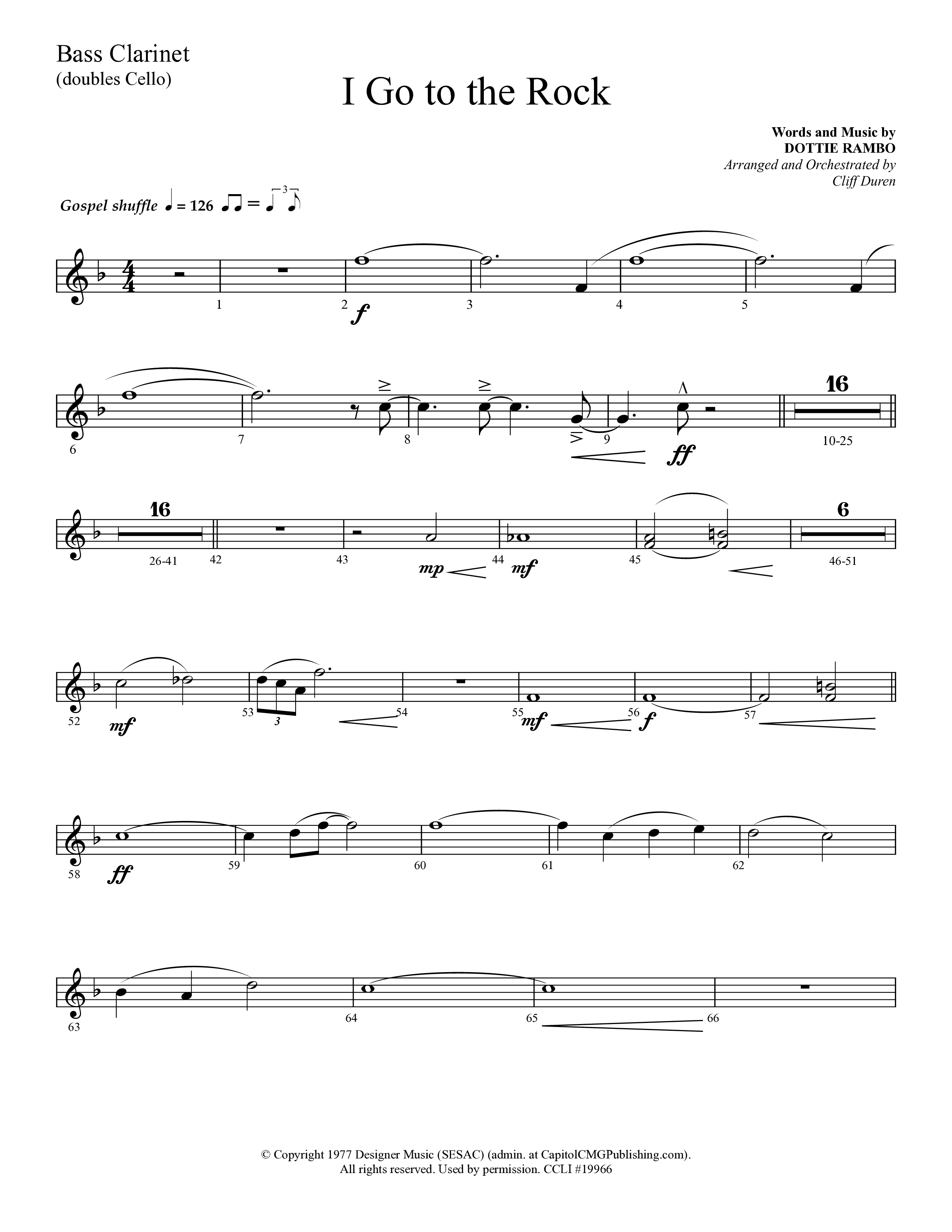 I Go To The Rock (Choral Anthem SATB) Bass Clarinet (Lifeway Choral / Arr. Cliff Duren)