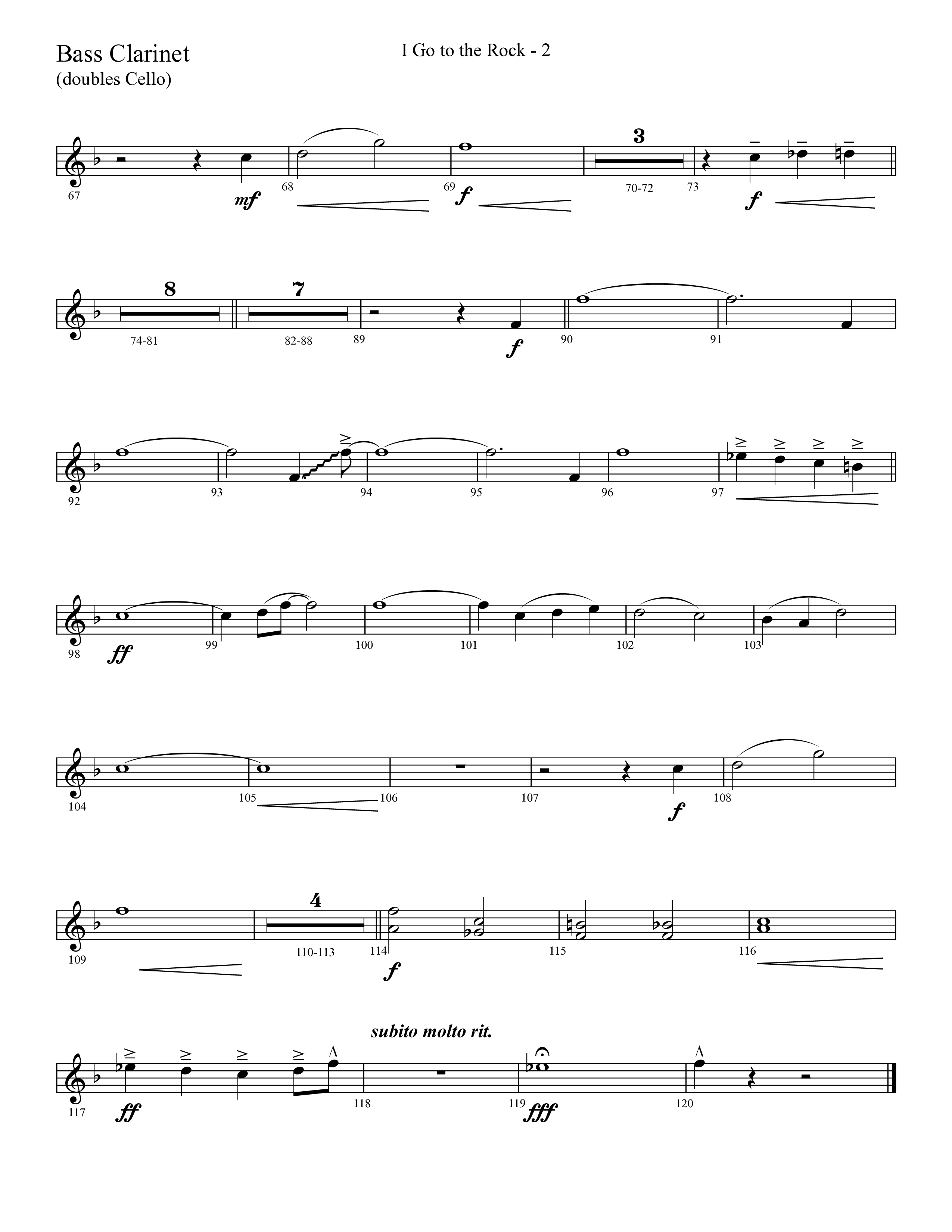 I Go To The Rock (Choral Anthem SATB) Bass Clarinet (Lifeway Choral / Arr. Cliff Duren)